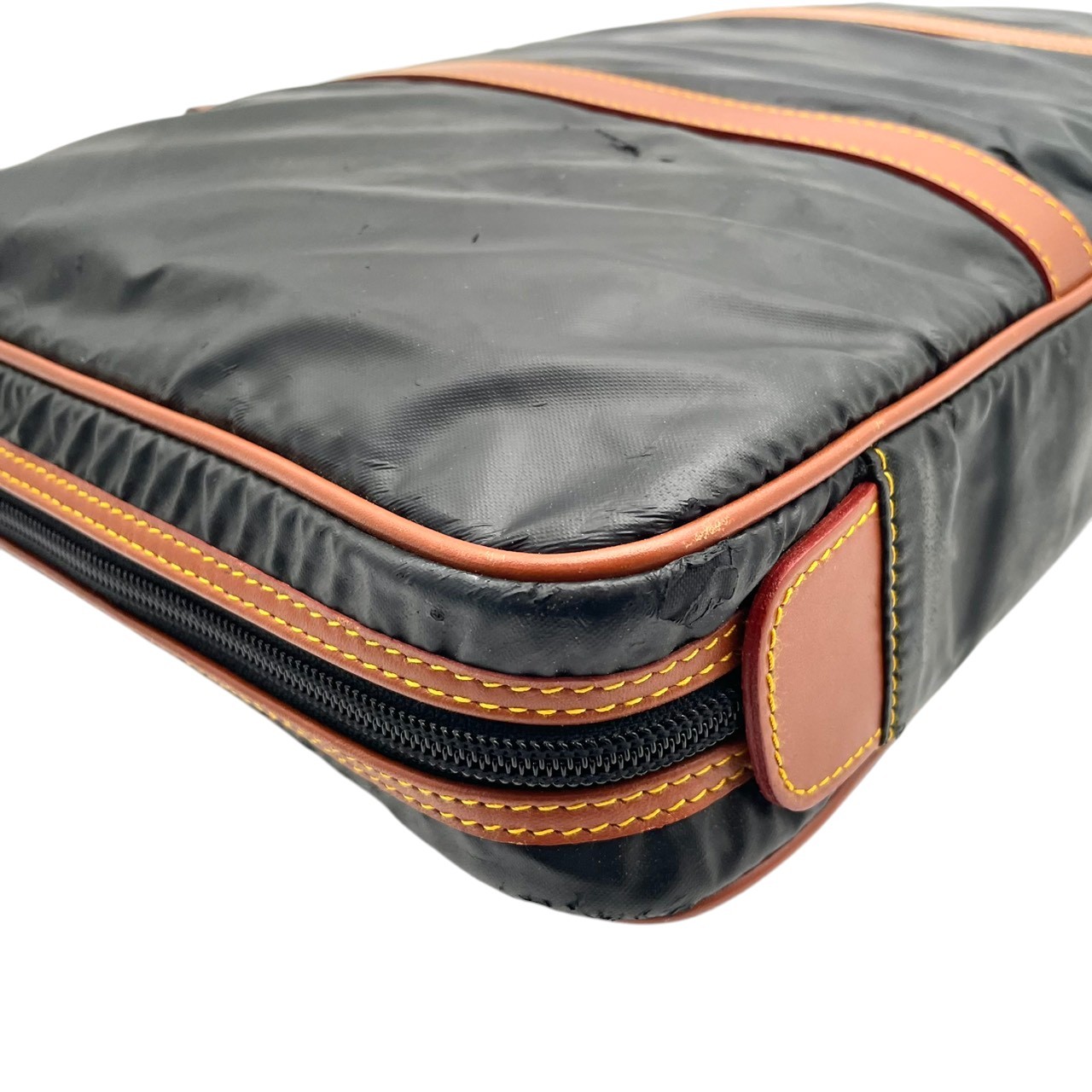 Authentic HUNTING WORLD PVC Leather Business Bag Briefcase Black Brown Vintage