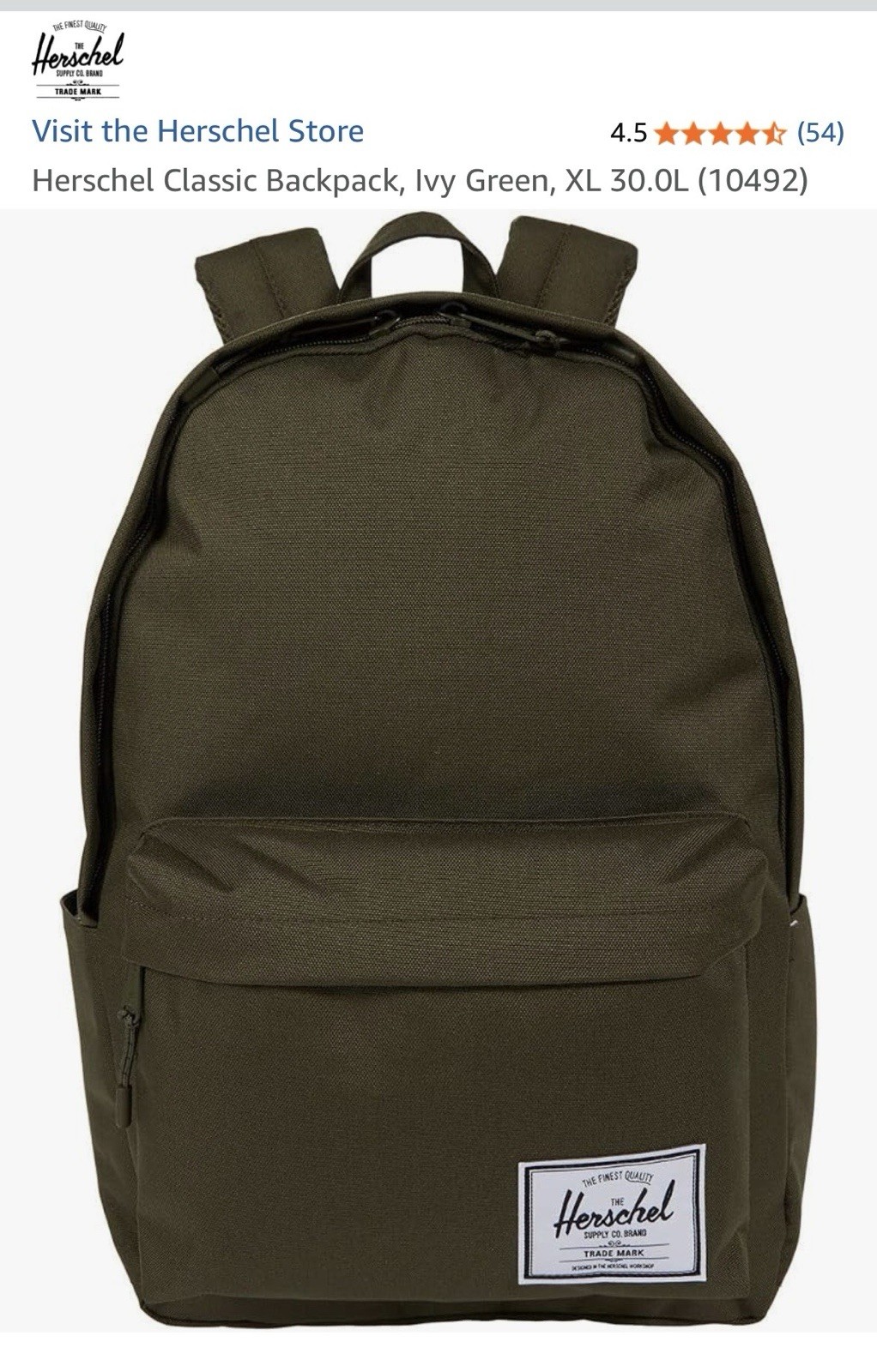 Herschel Supply Backpack Classic Ivy Green 30L