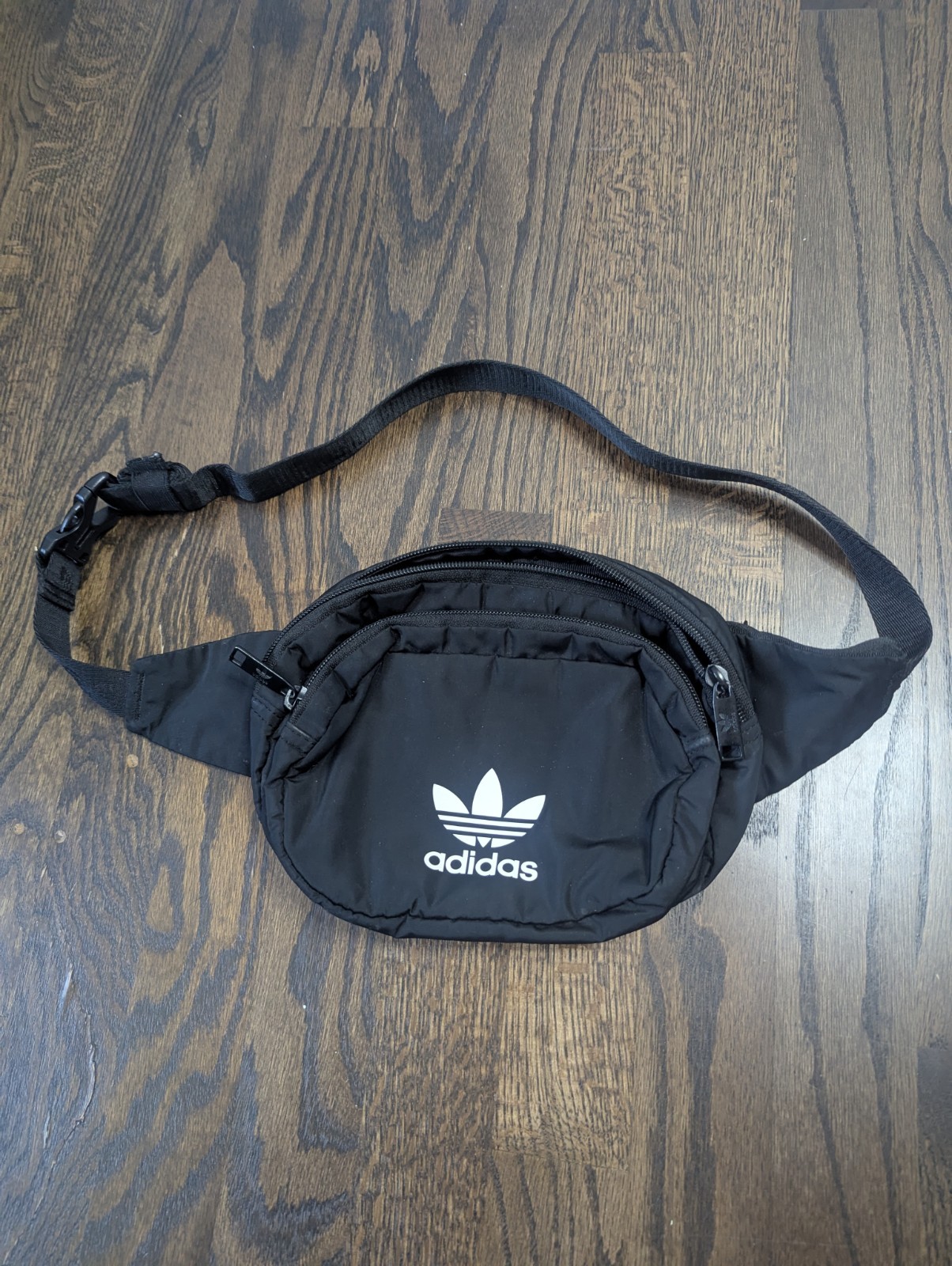 adidas Black Trefoil Logo Belt Bag Fanny Pack Small Zip Adjustable Strap