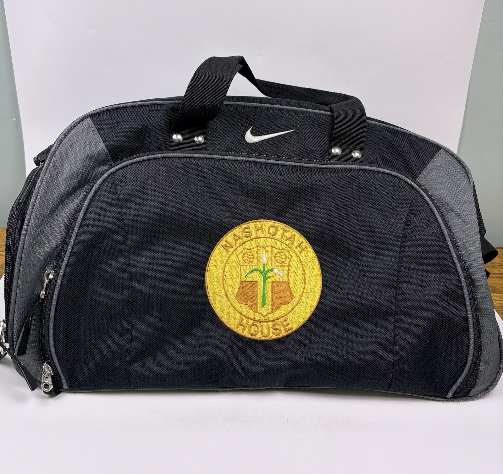 Vintage Nike Golf 24” Black Duffle Bag Gym Bag Nashotah House Patch