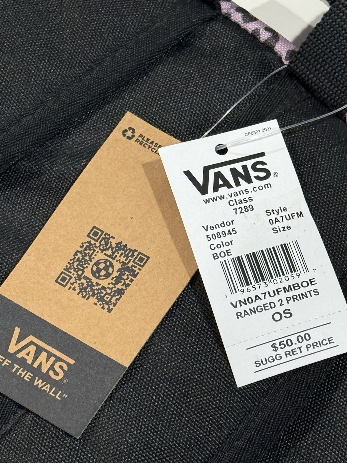 VANS Ranged 2 Prints Backpack Lilac Black Leopard Print School Laptop pocket