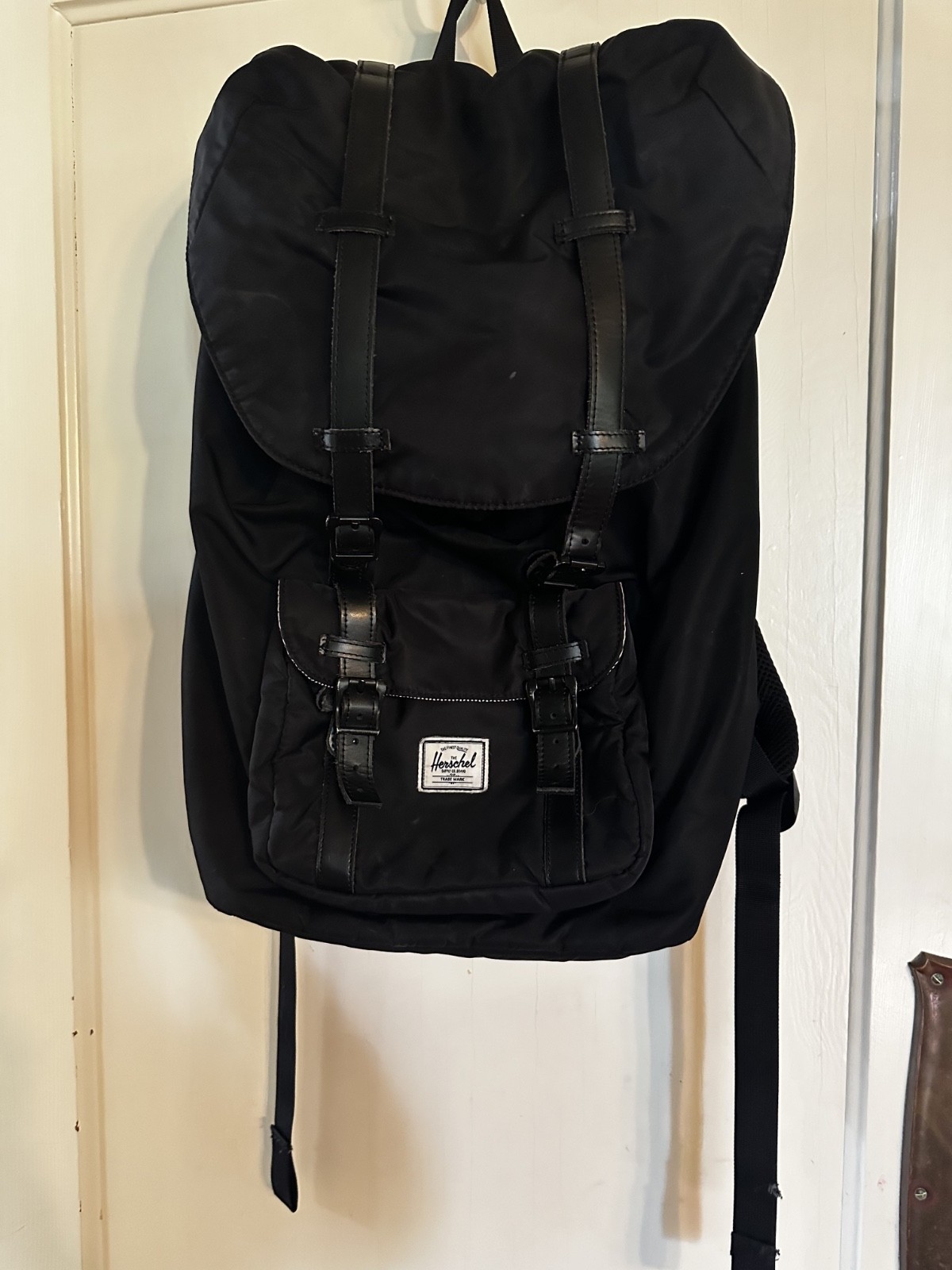 Black Herschel Supply Co Little America Backpack White Stripes Spacious