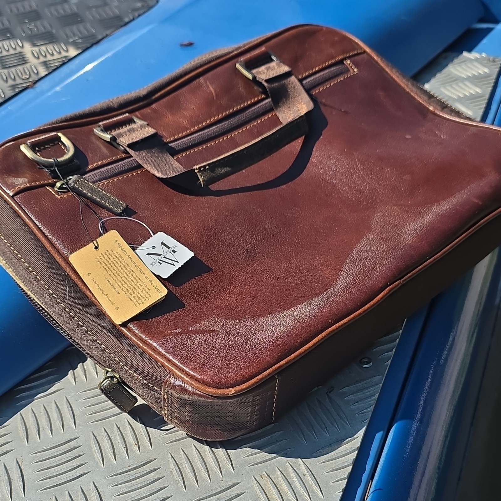 Boconi Men’s Brown Briefcase/Document Case Solid Cross-Body With Strap