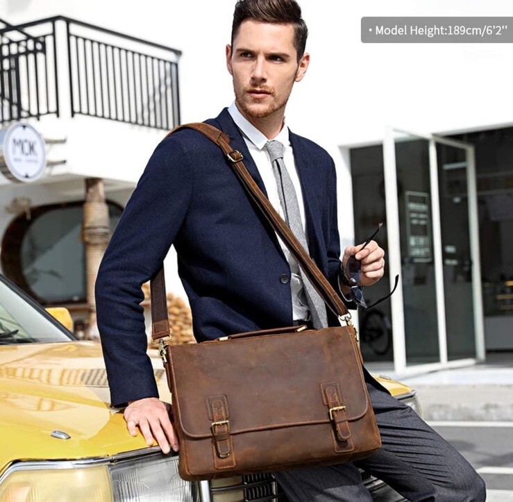 NEW 💼 Kattee Brown Leather Laptop Briefcase