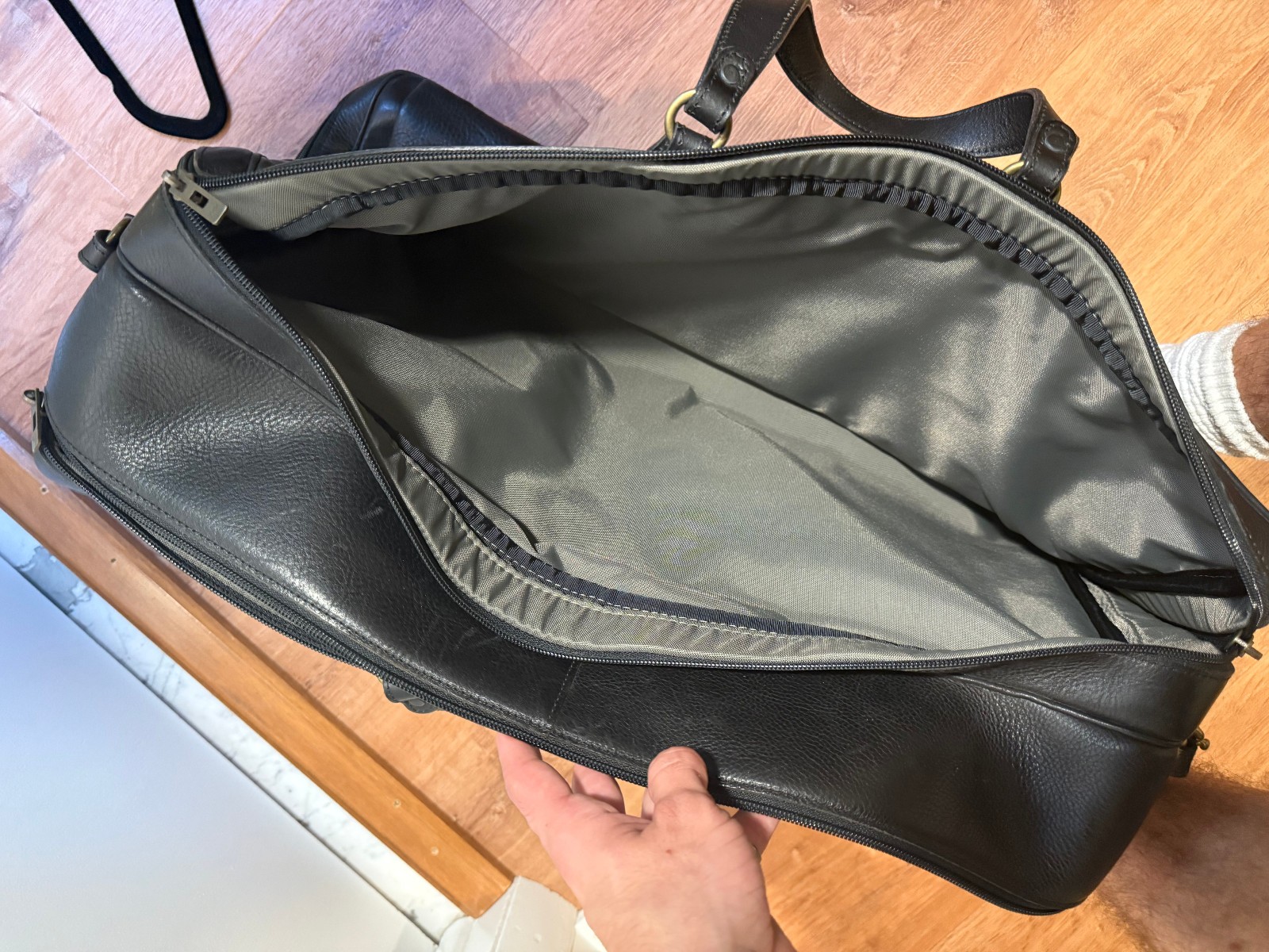 Glasser Designs: Large Black Leather Bag. Excellent condition.