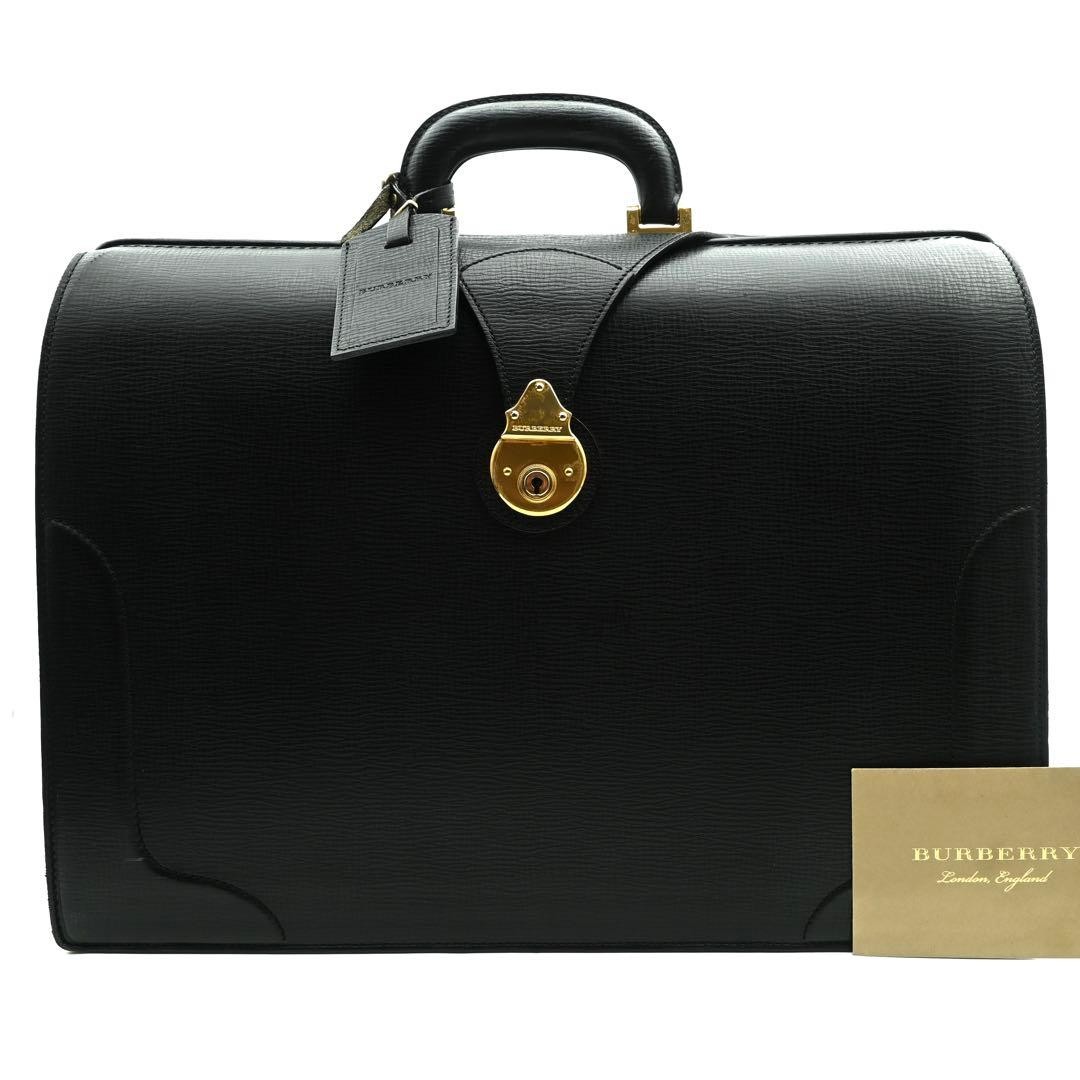 Authentic Burberry Leather Duffle Bag Men’s Business Black 30cm x 42cm x 15cm