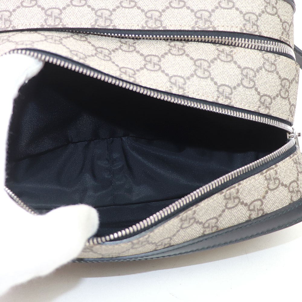 Gucci GG Supreme Canvas Clutch Bag Double Zip Beige Black Pochette