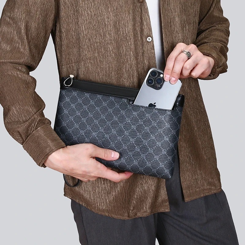 Luxury Designer Business Men Day Clutch High Quality PU Leather Money Pouch Bag