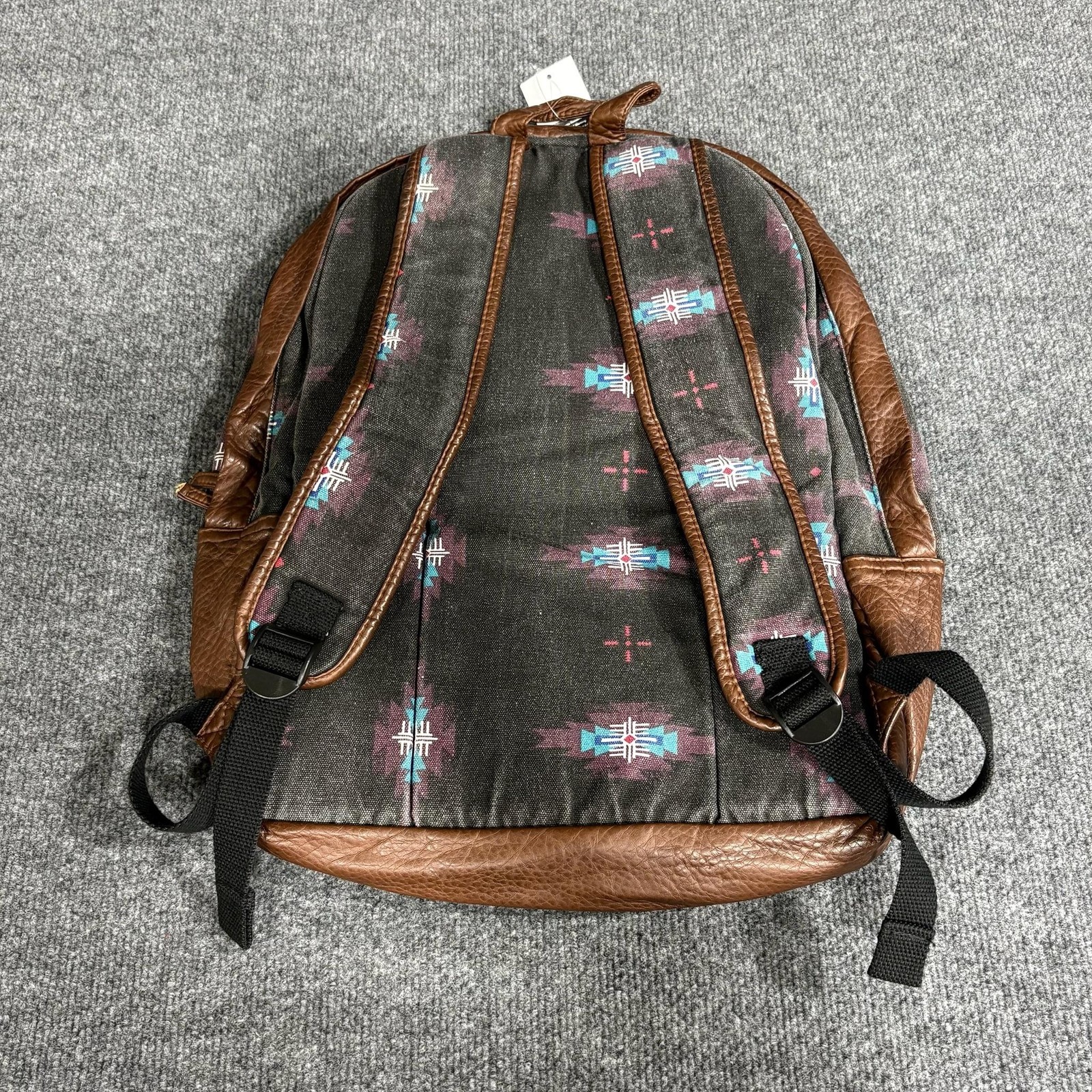 Empyre Backpack Large Black Tribal Print Faux Leather School Laptop Brown Skate