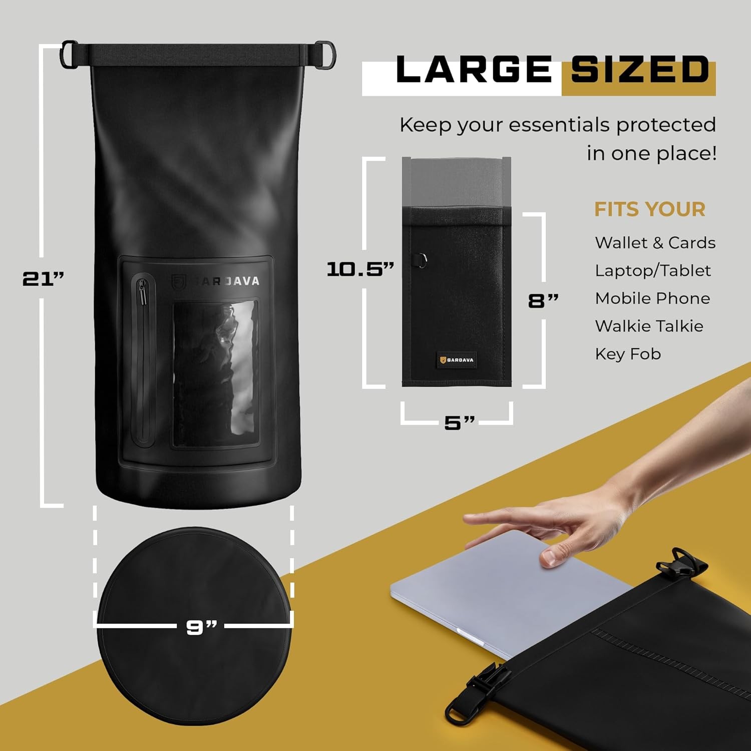 Faraday Bag, Military Grade Shield Bag, Waterproof EMP Cage, Dry Bag for Laptops