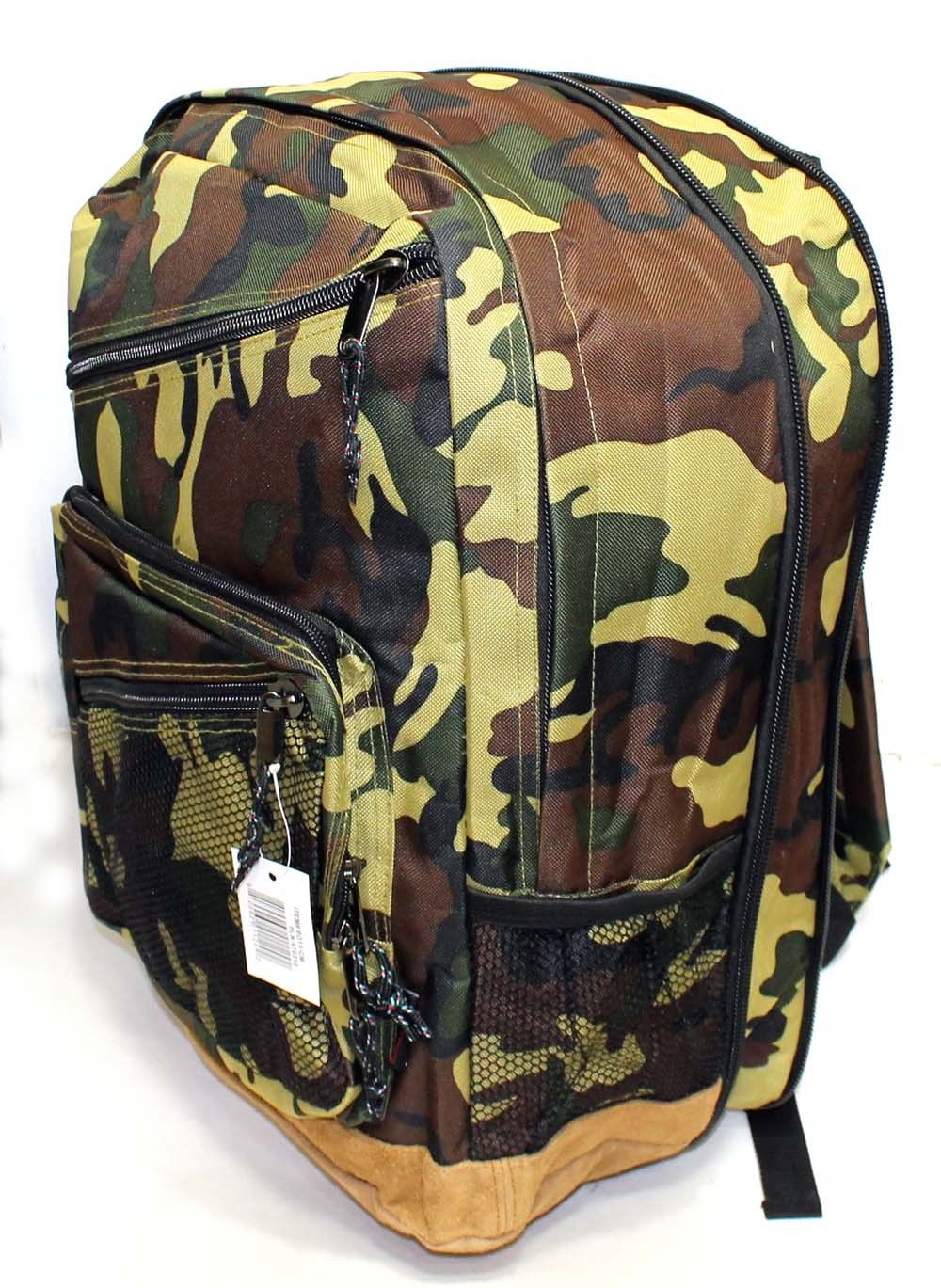 Woodland Army Camo 18″ Expandable Backpack Book Bag Napsack School Camp