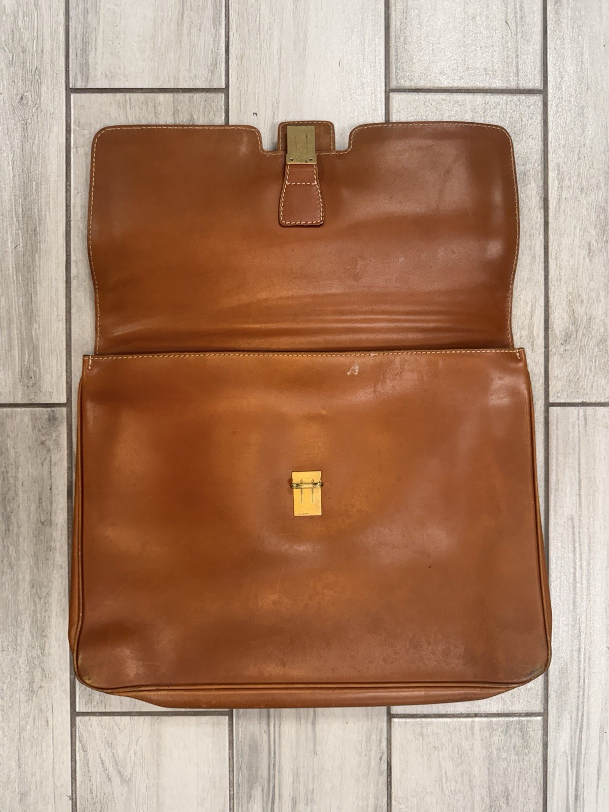 Giorgio Armani Camel Attaché Briefcase Luggage Business Bag