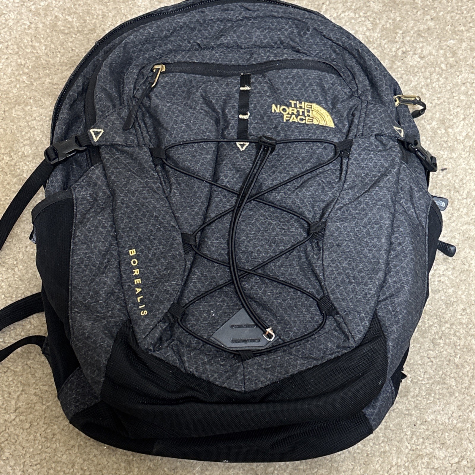 The North Face Borealis Backpack Black/Gold FlexVent School Travel Hiking Bag
