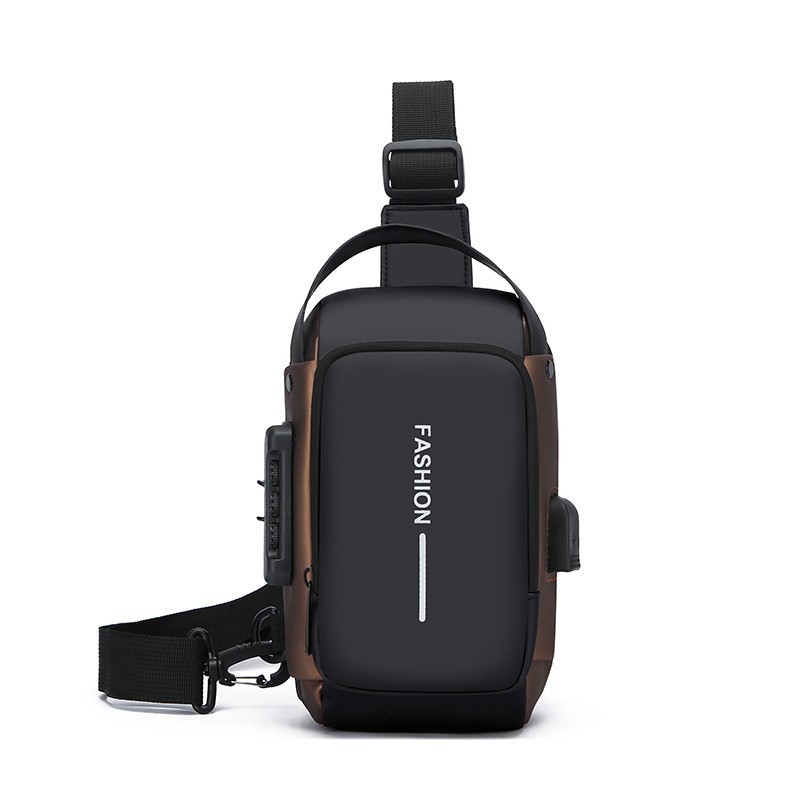 Men’s Chest Bag Single-shoulder Crossbody Bag Waterproof Anti-Theft USB Port