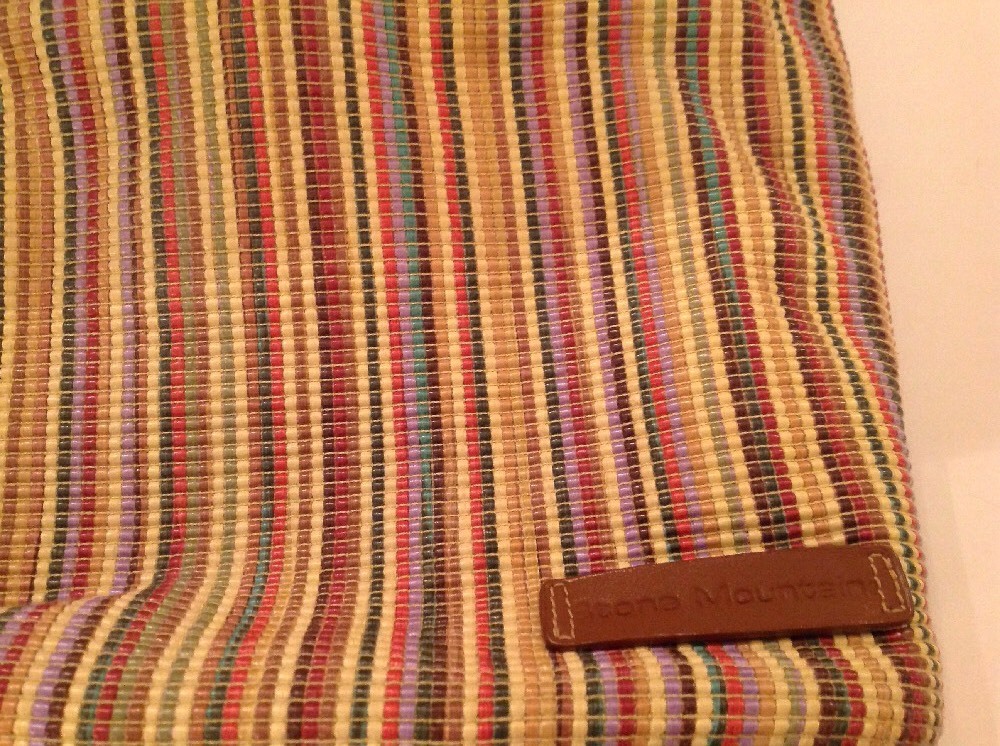 Stone Mountain Woven Weave Vertical Stripe Bag Purse Handbag Brown Tan Green