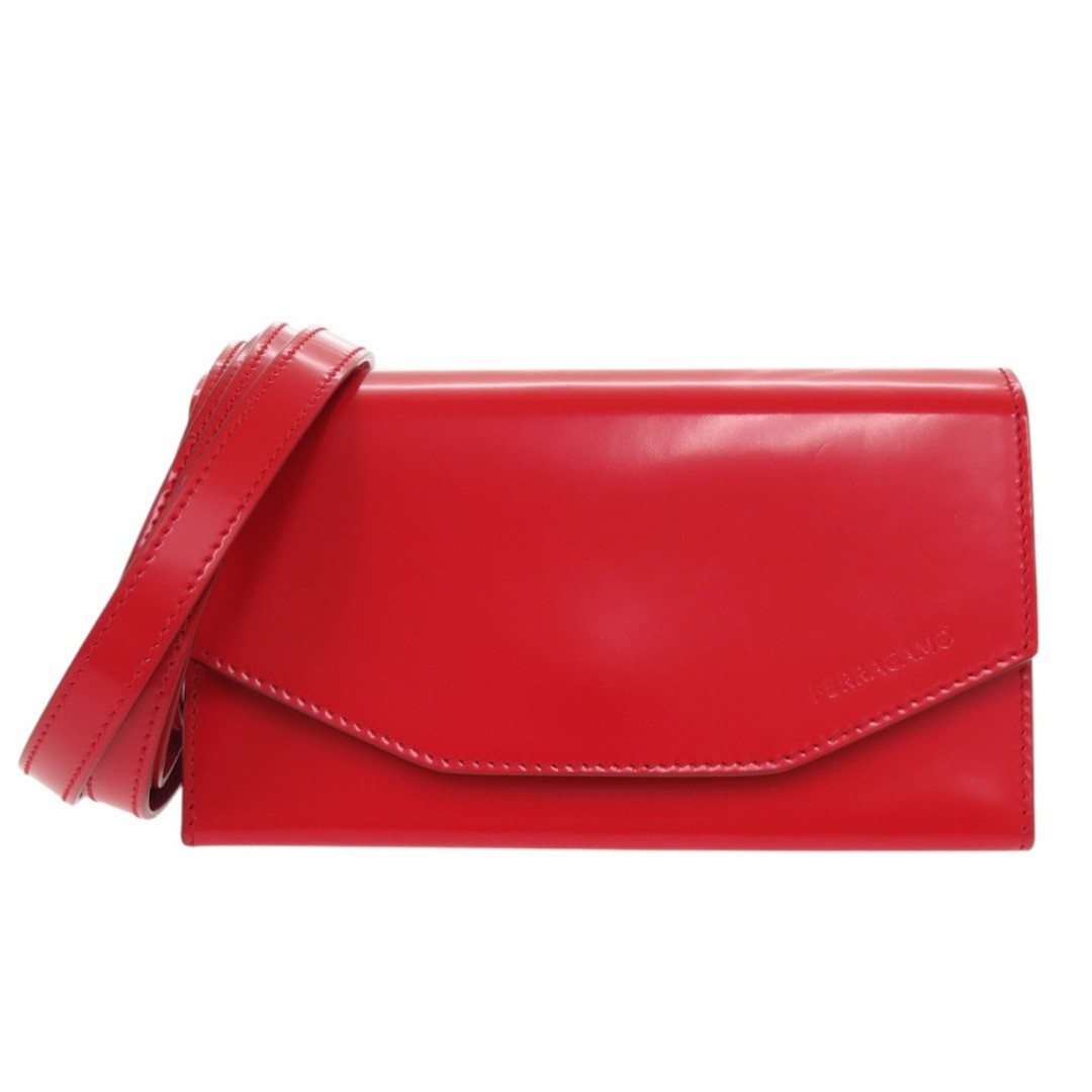 Ferragamo Men’s Calf Red 2-Way Shoulder Bag Clutch Second Bag 18x9x6.5cm
