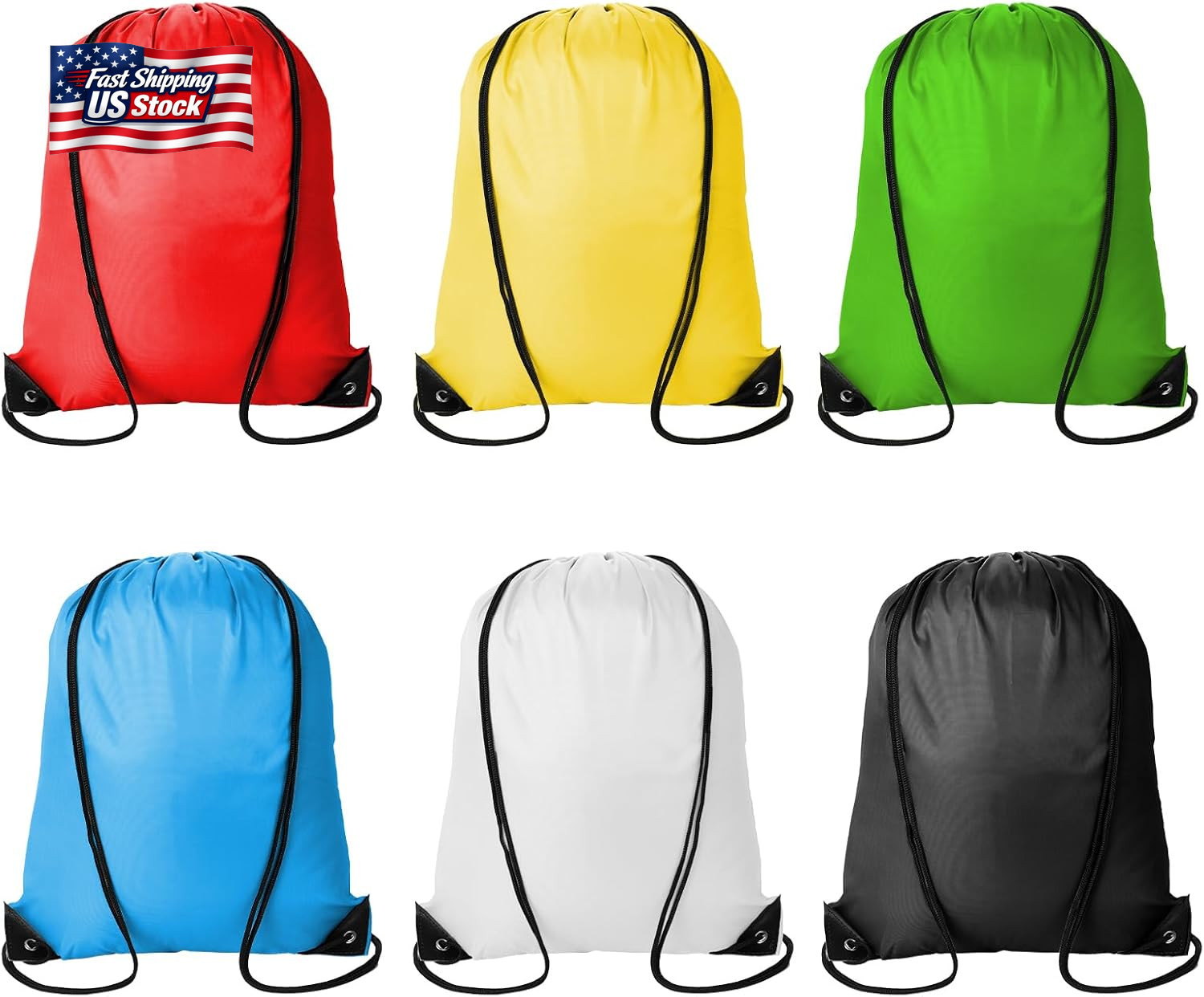 Kuhome 6Pcs Drawstring Backpacks Bulk String Bag Cinch Sack Pack Storage Knapsac