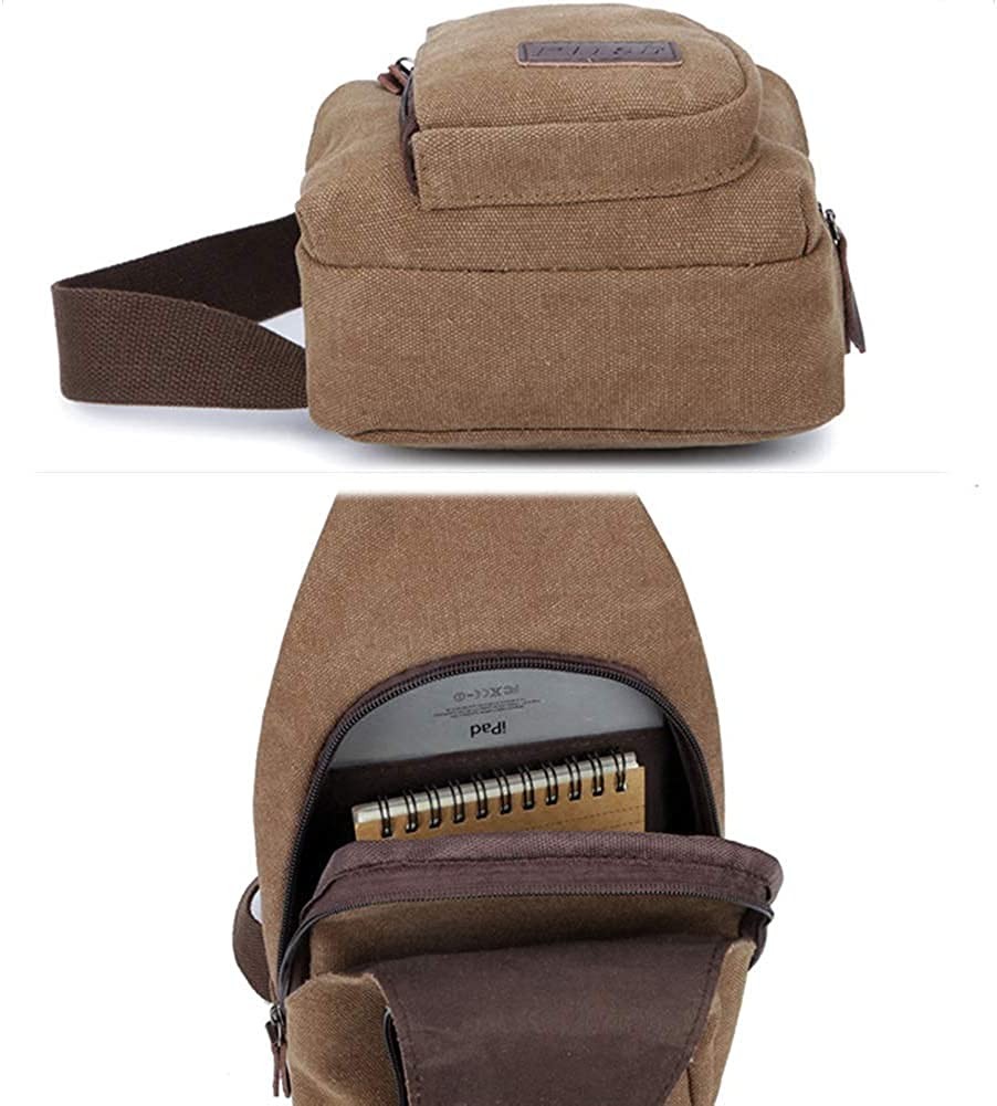 Canvas Crossbody Sling Backpack Small Travel Hiking Cycling Daypack Unisex