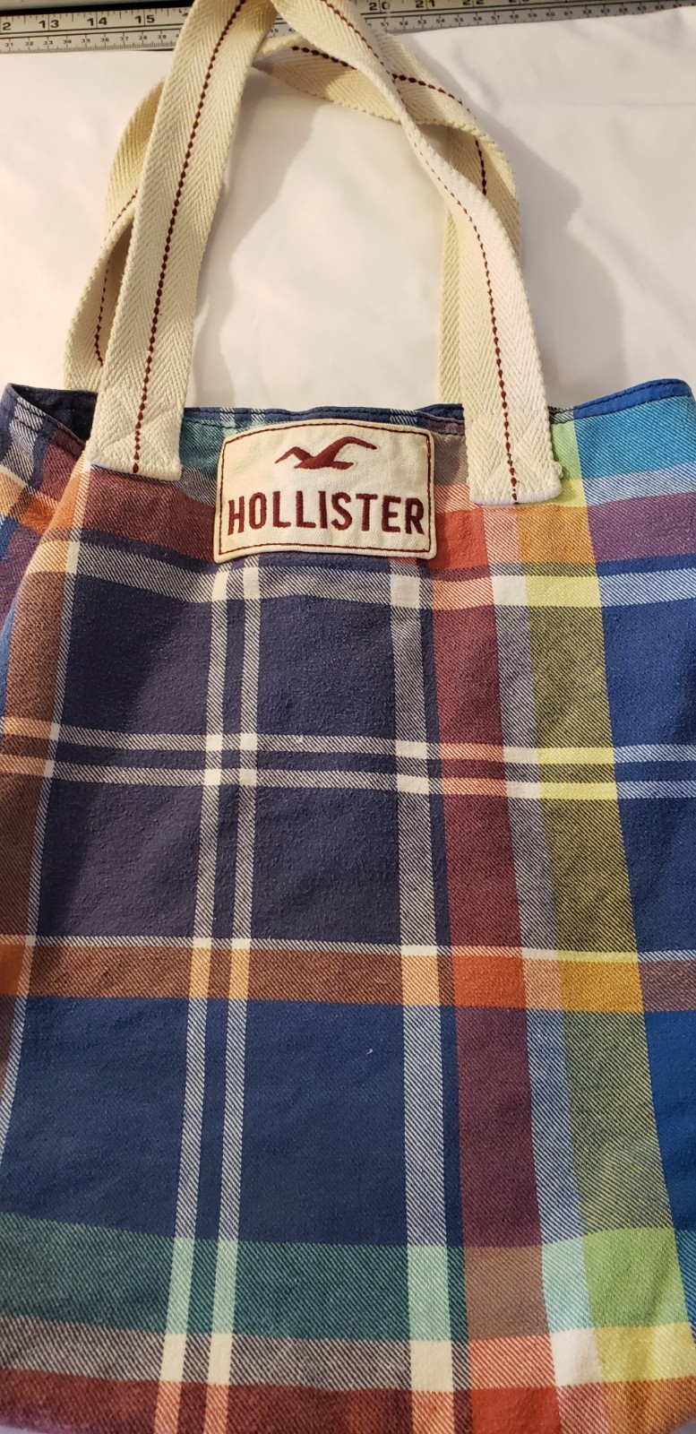 Hollister new Multicolor Plaid Tote Bag Double Handles Casual Travel