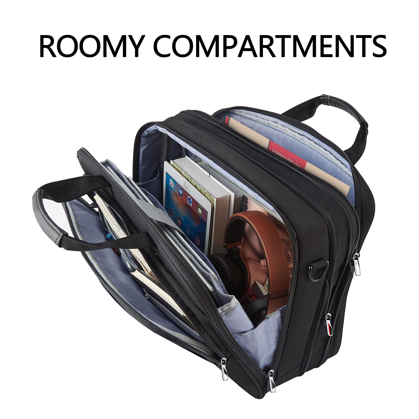 LAPTOP BAG Messenger Briefcase Expandable Case Handbag Black 17.3 Inch VANKEAN