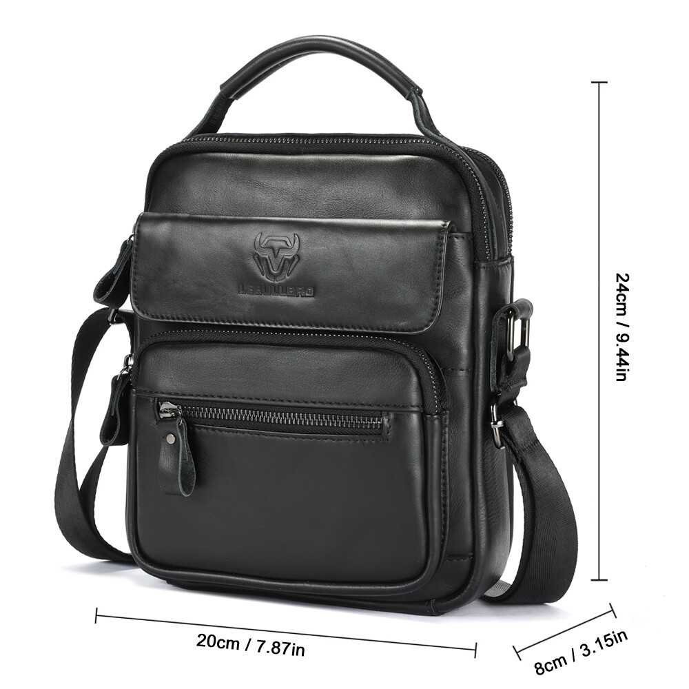 Men’s Genuine Leather Crossbody Bag Small Shoulder Messenger Bag for Work Travel