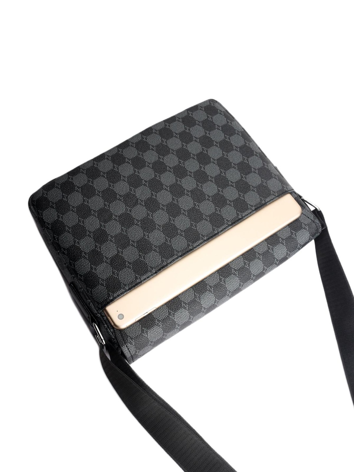 Men’s Shoulder Bag Crossbody Large Capacity Plaid Business Casual Briefcase Bag