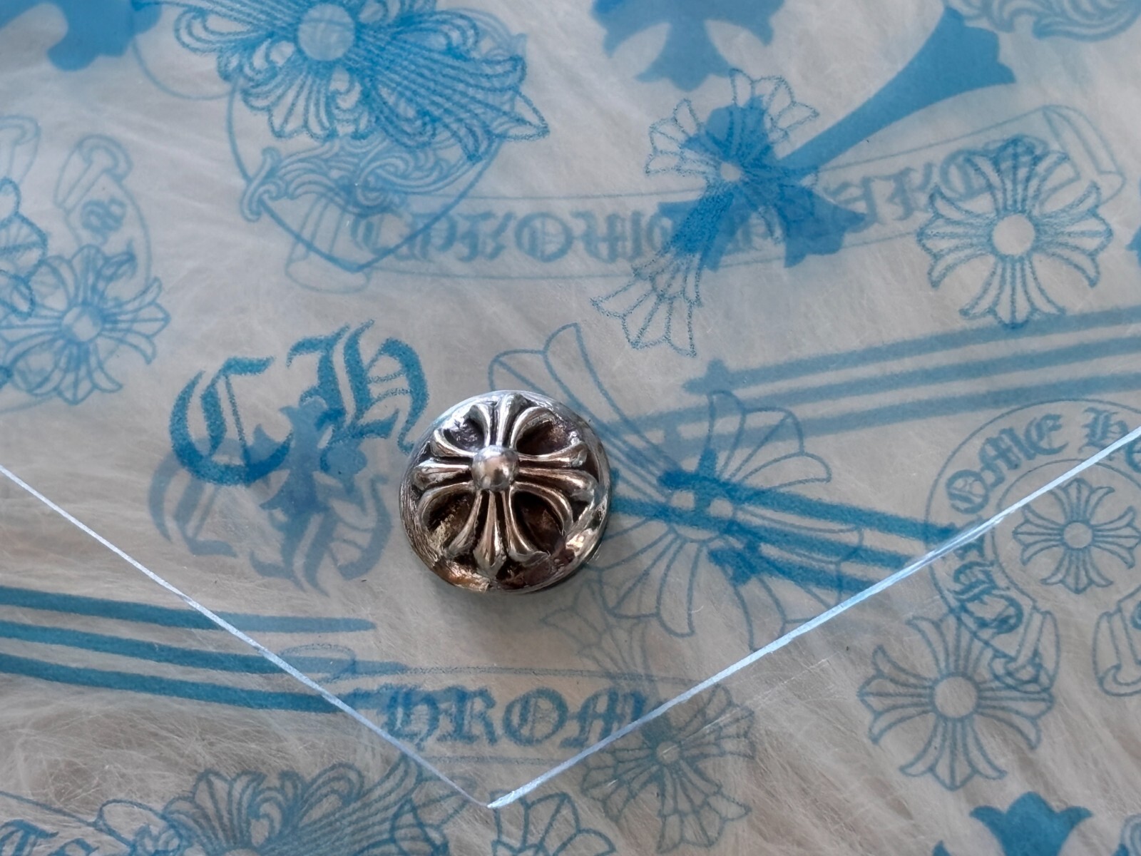 100% Authentic Chrome Hearts Clear Vinyl Pouch All Over Print Blue