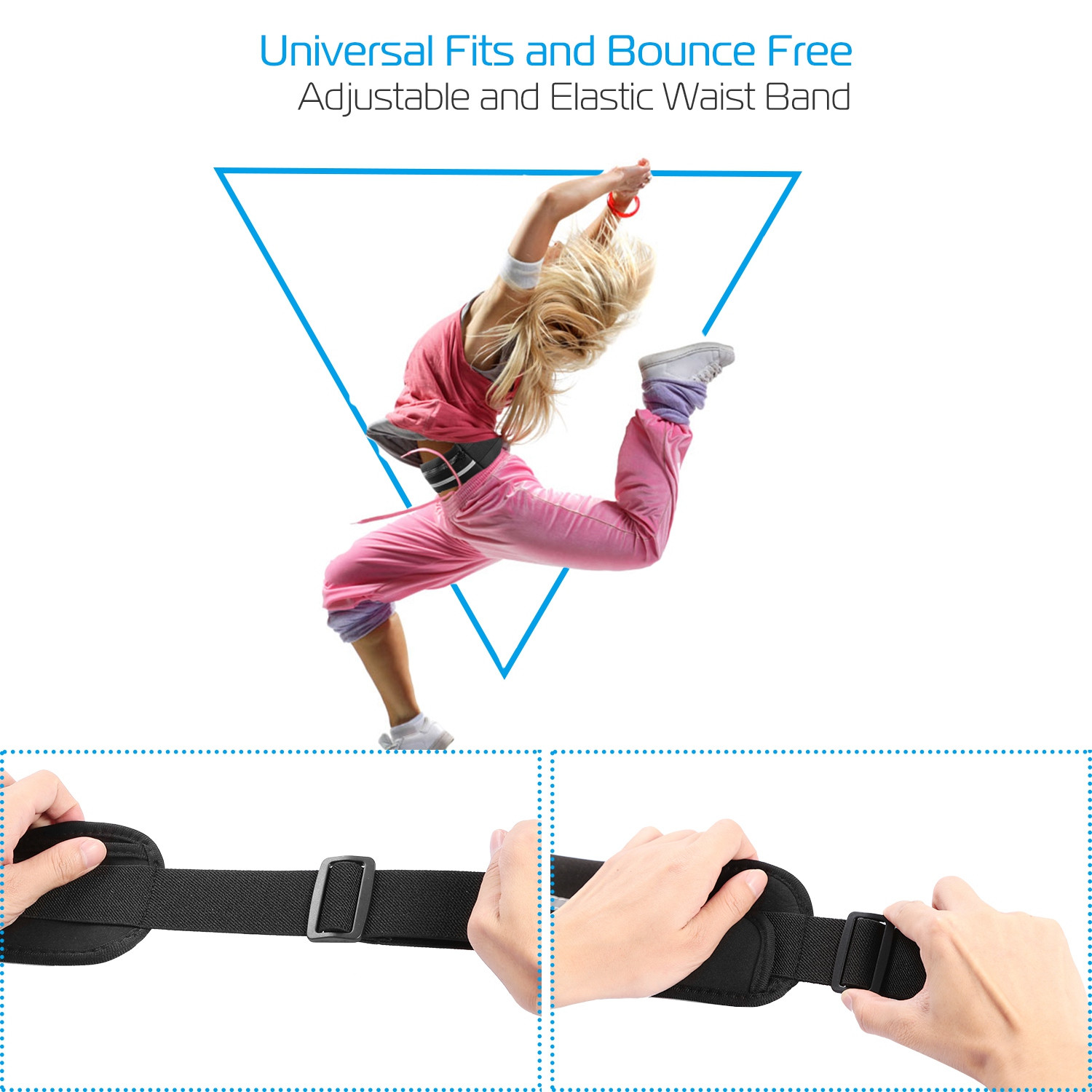 Sports Running Waist Bag Waterproof Adjustable Belt Pouch for Fitness Travel