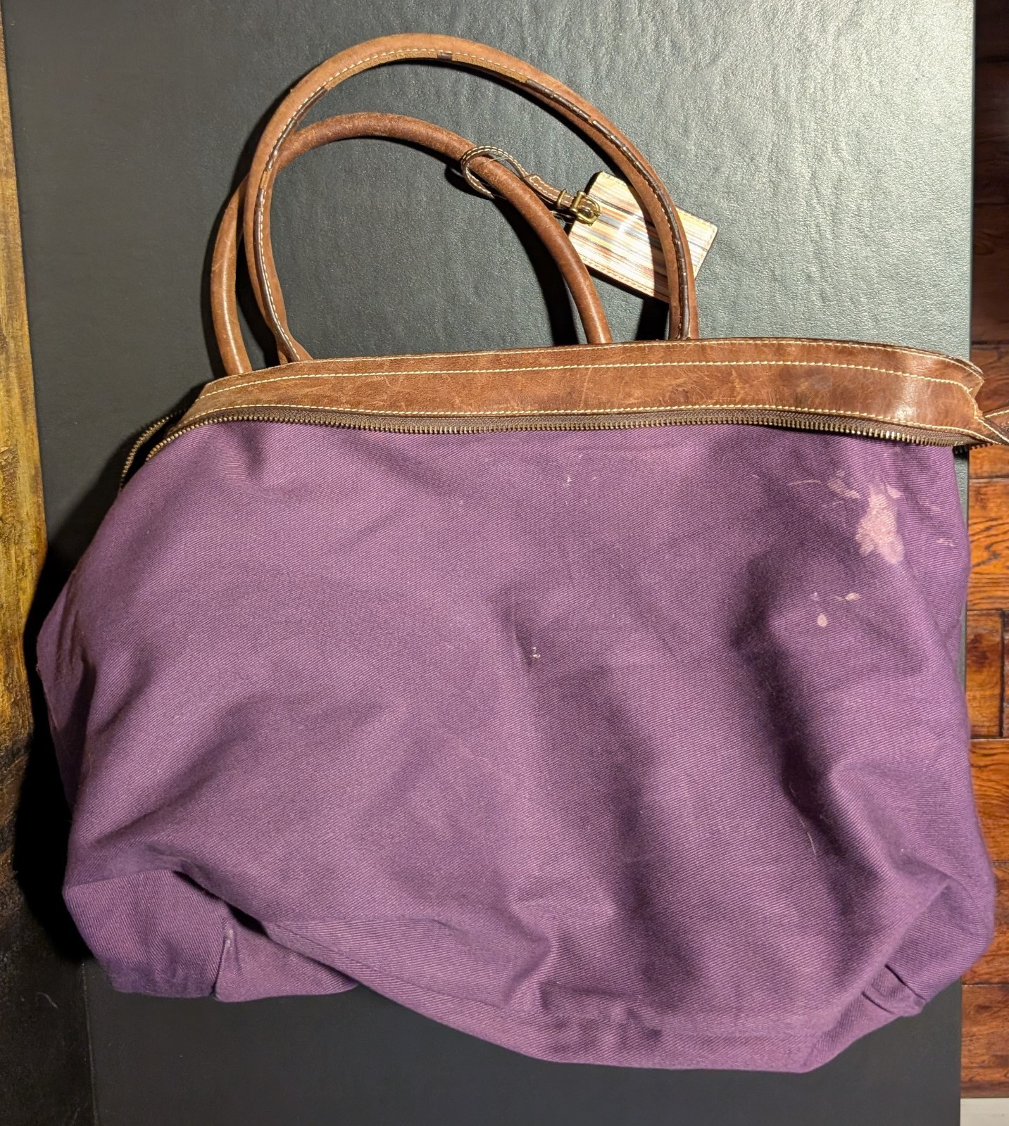 Paul Smith Holdall Duffle Weekender Canvas & Leather Military Print – 18x14x10″