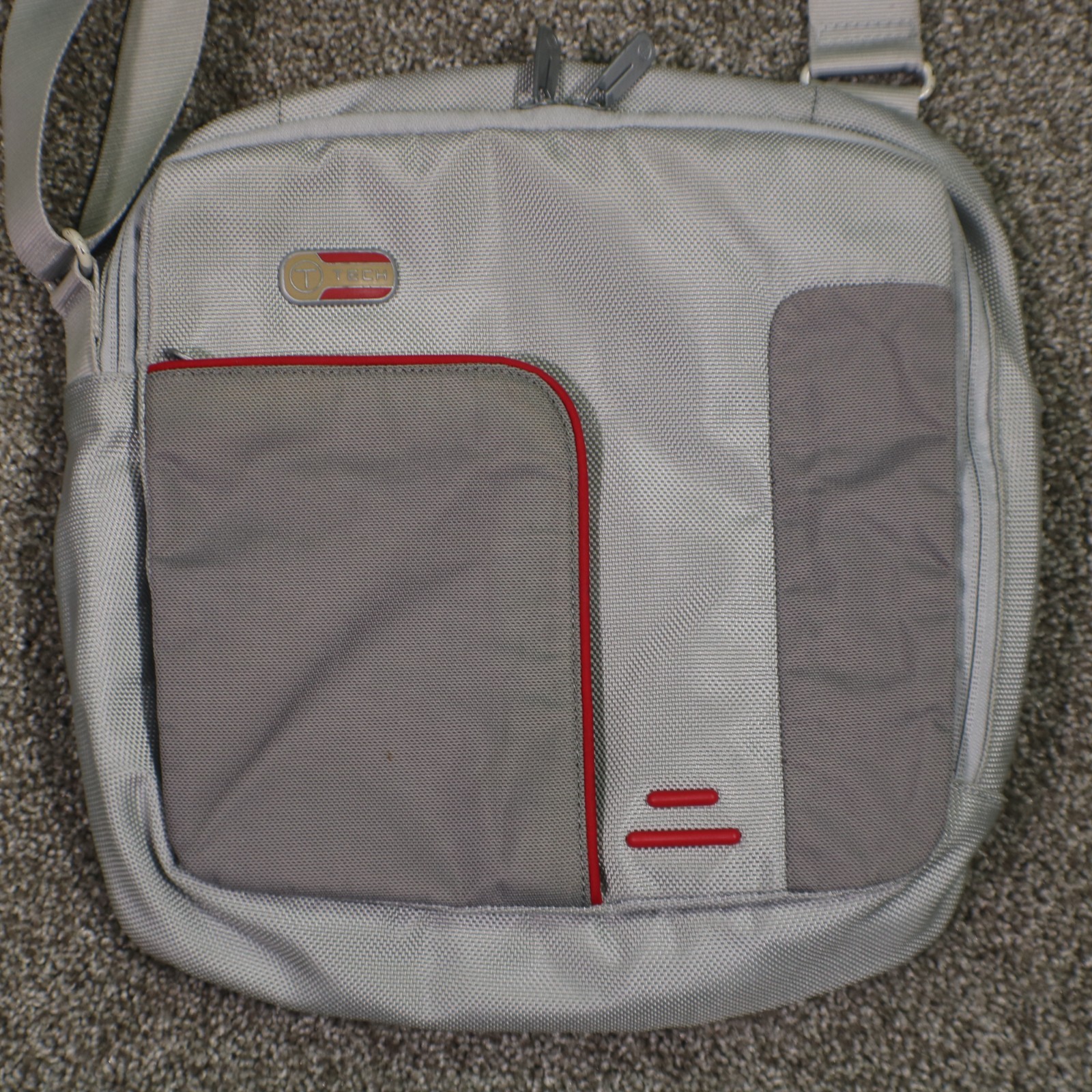 TUMI T-Tech Crossbody Shoulder Bag Gray Lightweight Nylon Flap Magnetic Closure