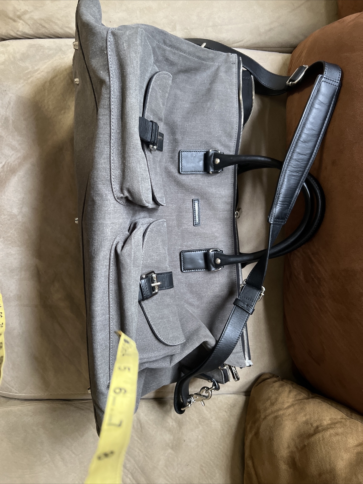 Hook + Albert Black Grey Canvas Garment Duffel Bag Convertible Weekend