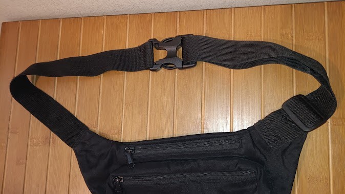 Vintage Surf Style Fanny Pack Black Belt Bag Waterproof Fabric Double Pocket