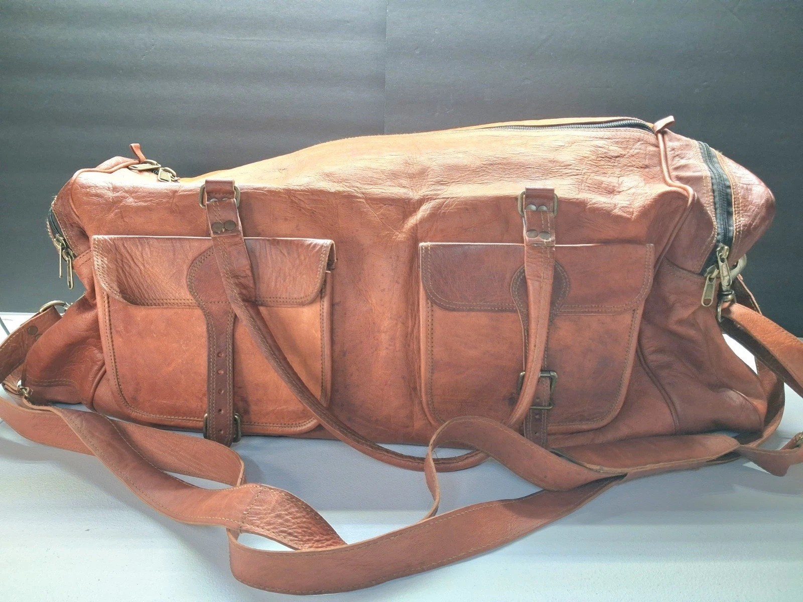 Komal’s Passion Leather 32″ Duffle Bag Adjustable Strap Multi Pocket