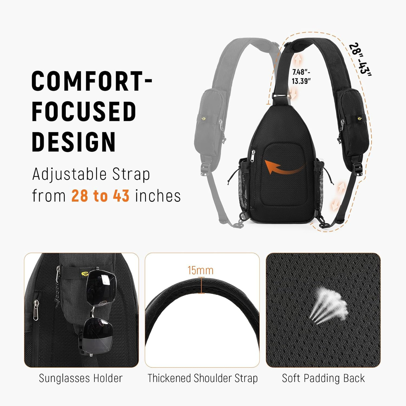 Sling Bag Anti-Theft RFID Travel Crossbody Backpack with Multiple Pockets and