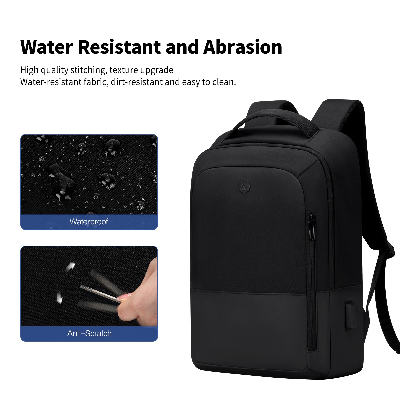 OIWAS Men Classic Backpack Waterproof 15.6″ Laptop Backpack Black with USB Port