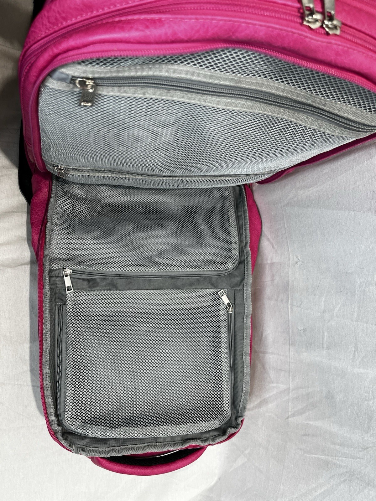 Pink Large Backpack Zip Closure Adjustable Straps Lined Pockets Travel Casual