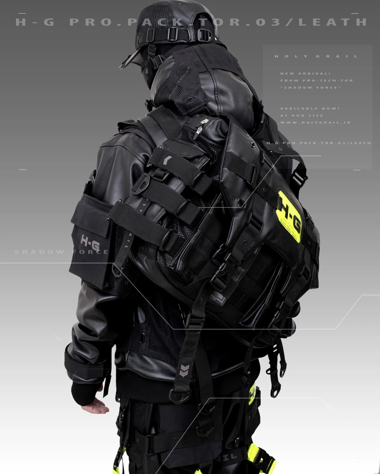Techwear Bag Black Futuristic Messenger Crossbody H-G PRO.PACK.TOR 03/LEATHER