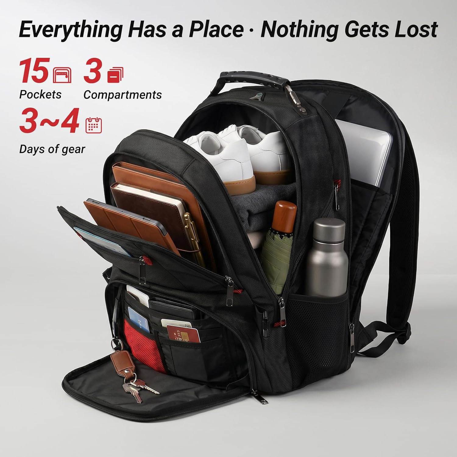 Large Laptop Backpack for Men, Heavy Duty Travel Backpack Carry on Flight Approv