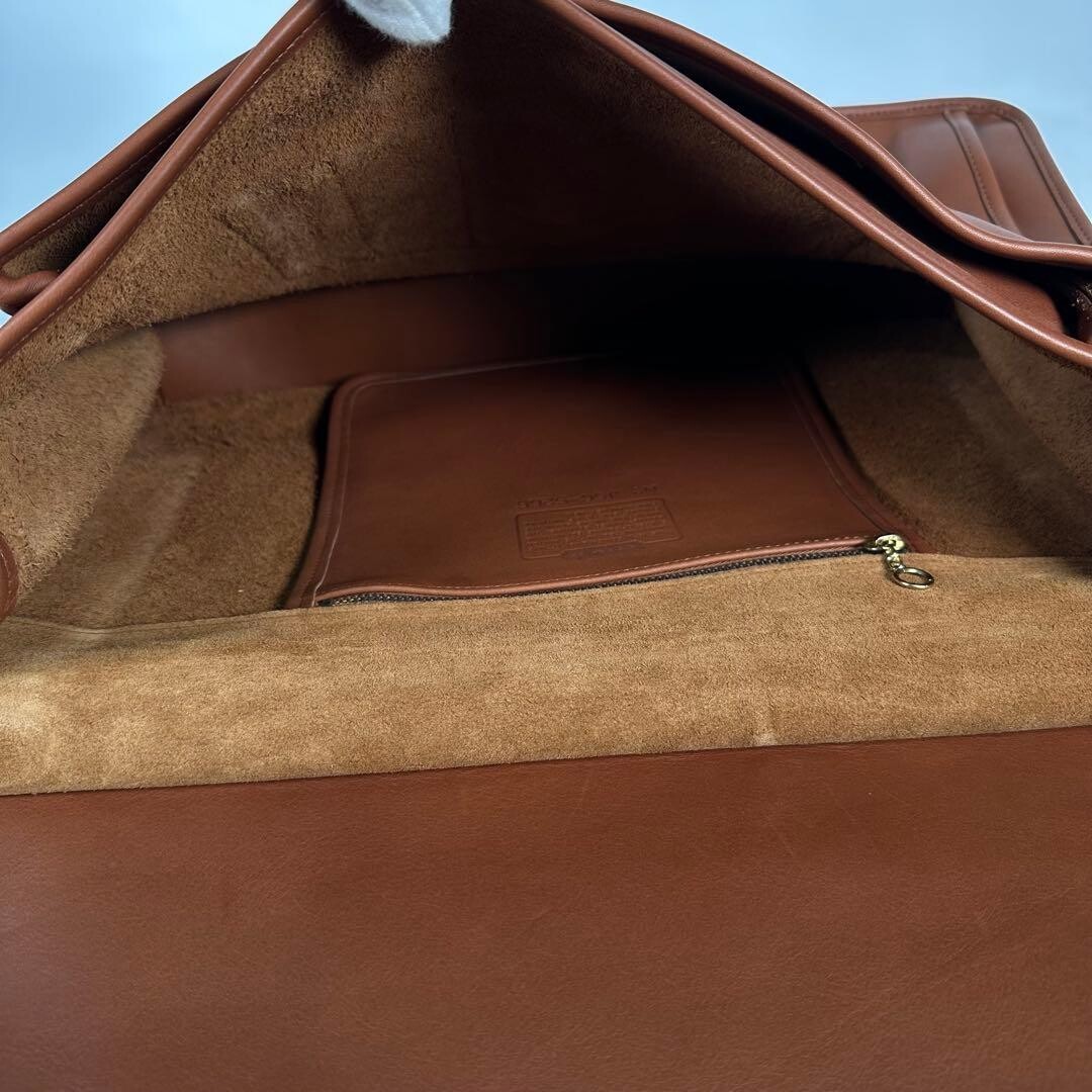 COACH 5226 Leather Briefcase Messenger Bag Flap Turn Lock Brown Auth From JAPAN