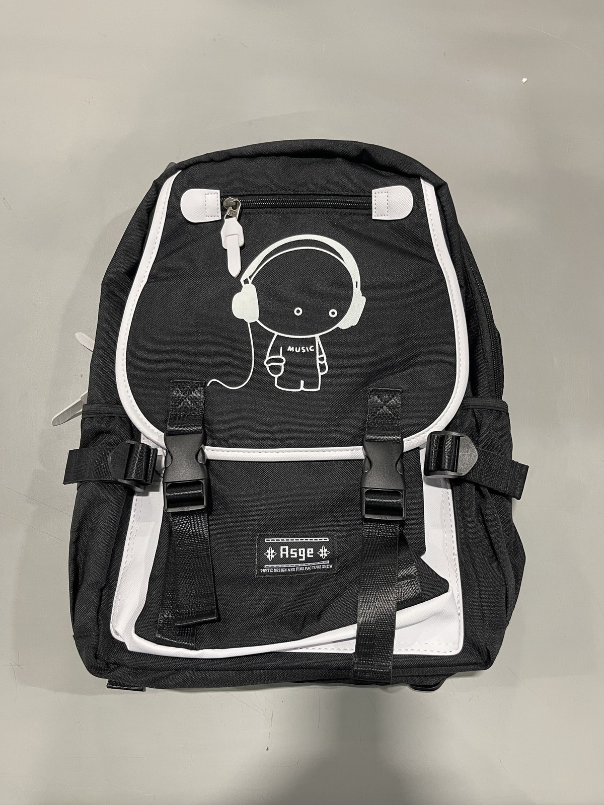 ASGE LARGE BACKPACK – TEENAGE REFLECTIVE WATERPROOF SCHOOL SATCHEL – BLACK