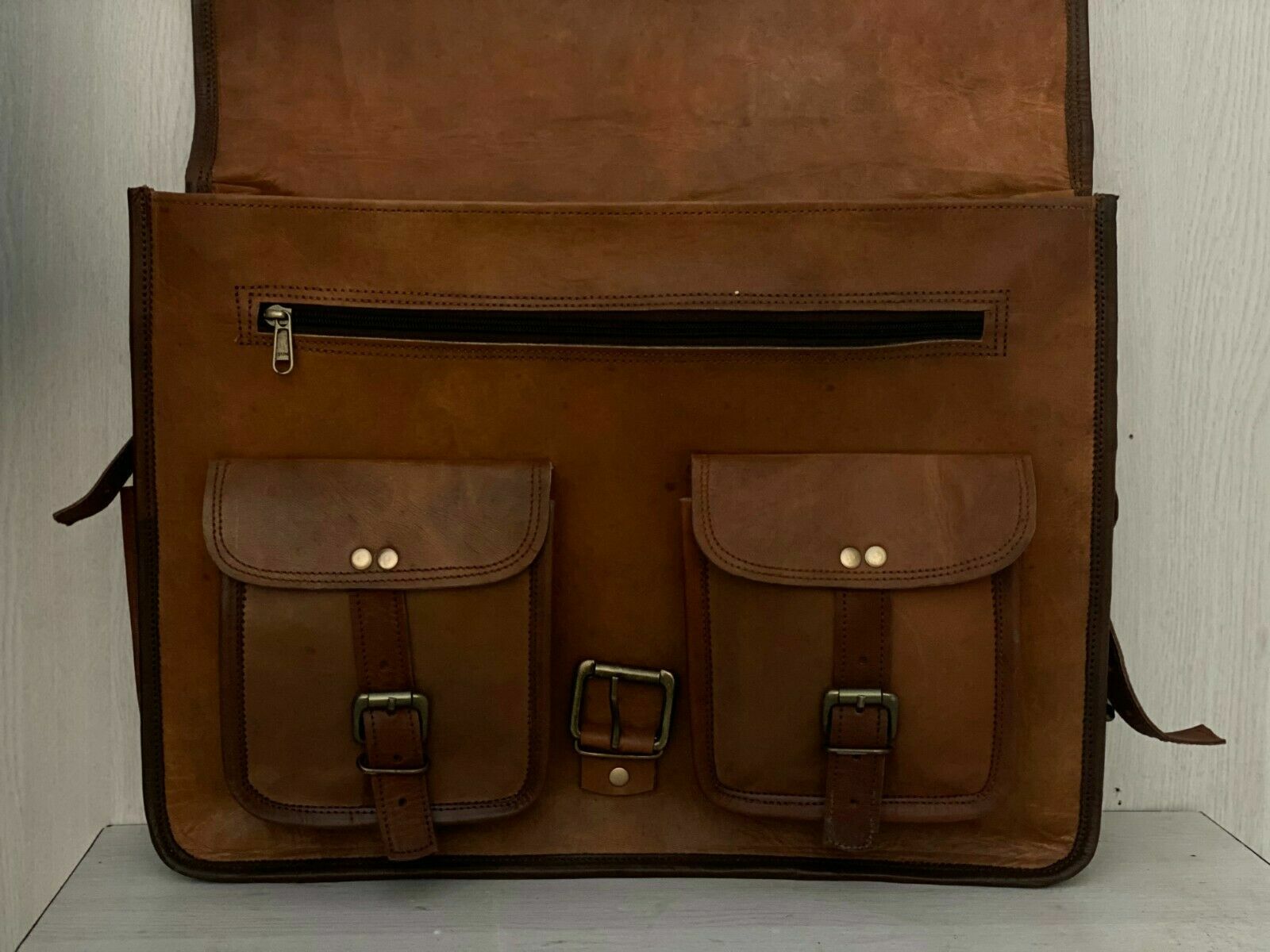 Files & All Your Accessories Leather Laptop Messenger Bag Fits Laptop’s, Phones