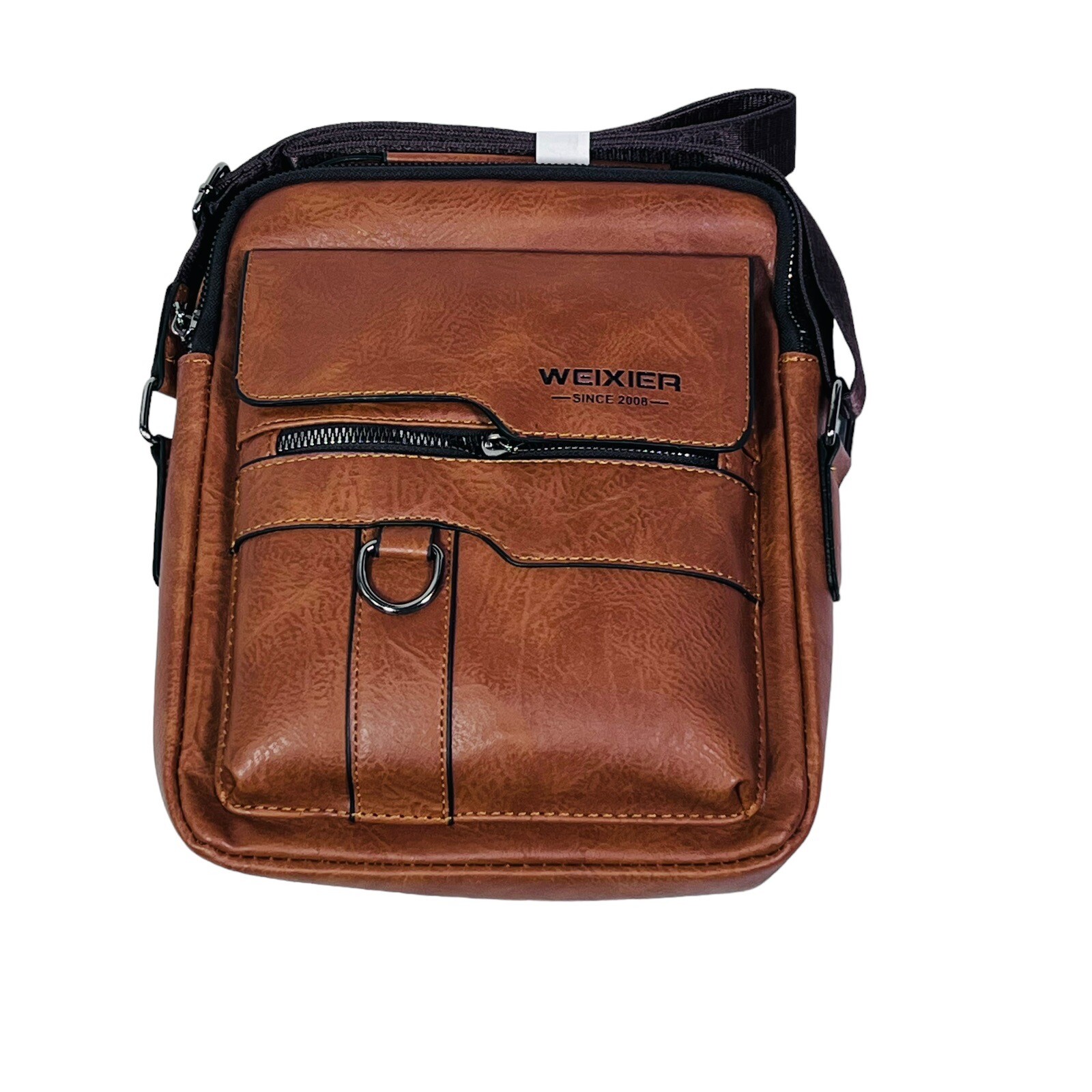 Weixer Crossbody Unisex Shoulder Bag Vintage Leather Vertical Hand Business