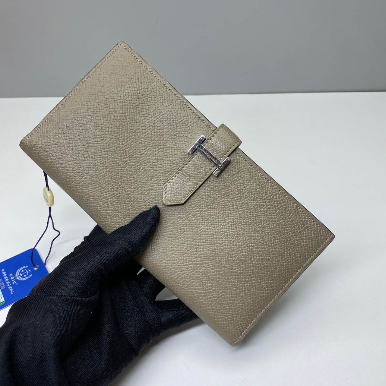 Hermes Pre-Owned Authentic Bearn Wallet Gray 17.5x9x1cm Cowhide