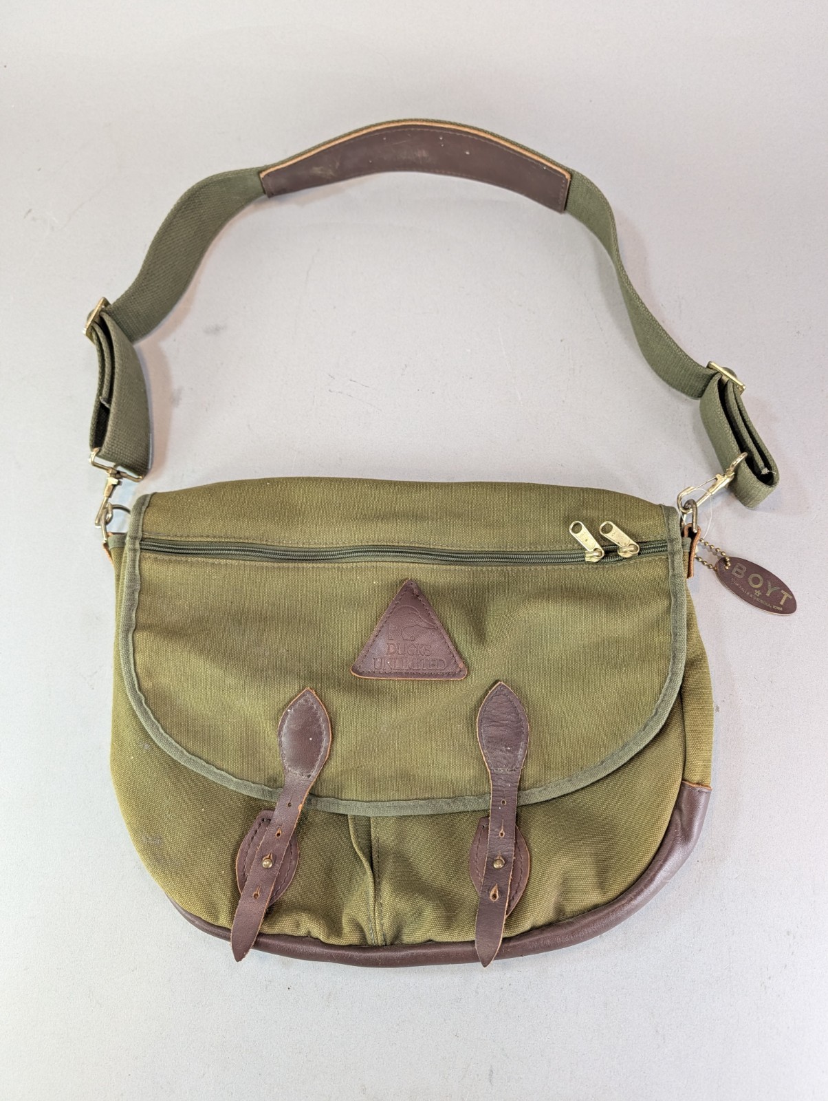 Vintage Boyt DUCKS UNLIMITED Canvas Leather Crossbody Hunting Game Bag Messenger
