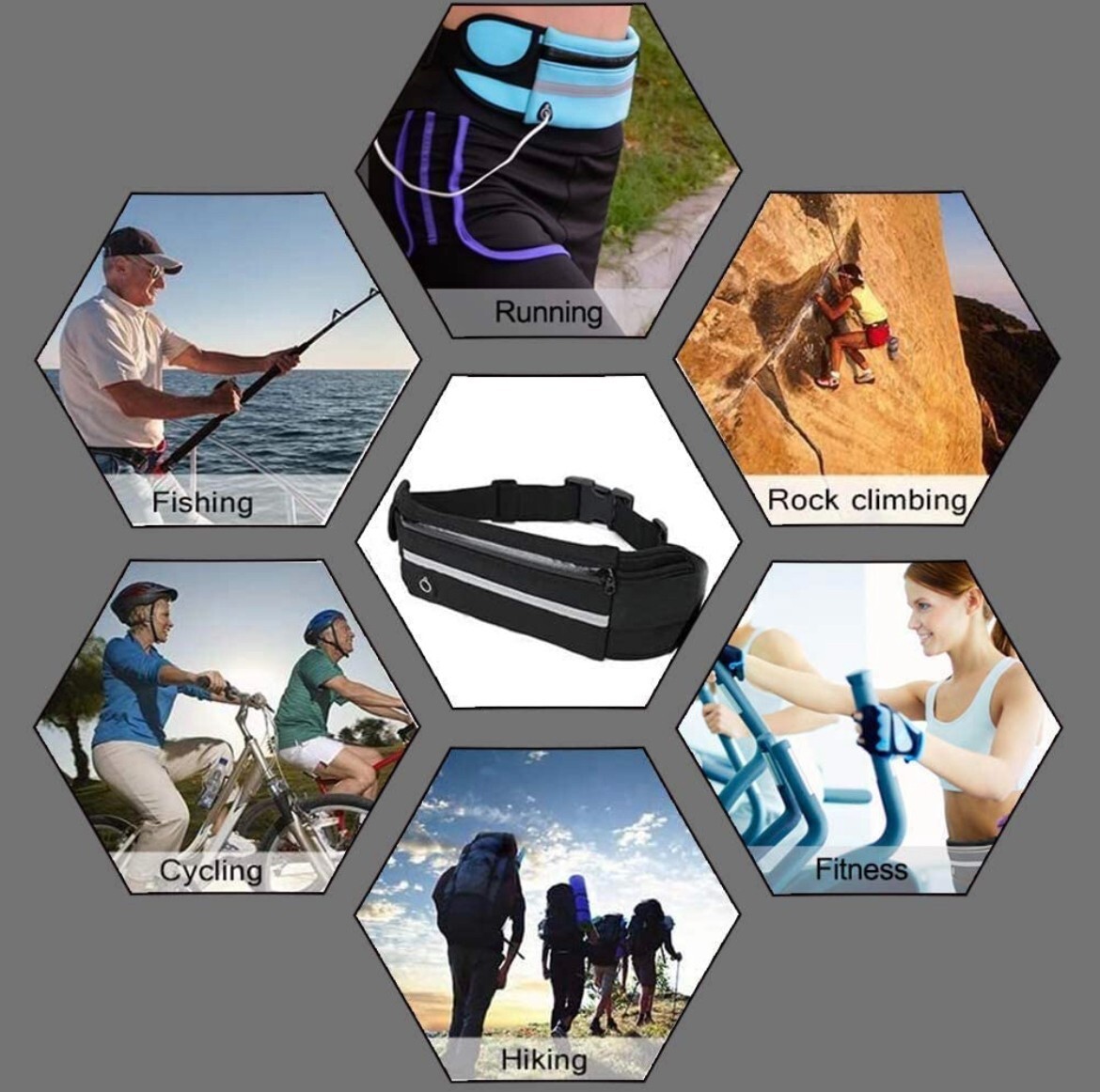 Waterproof Sports Runner Waist Bum Bag Running Jogging Belt Pouch Zip Fanny Pack