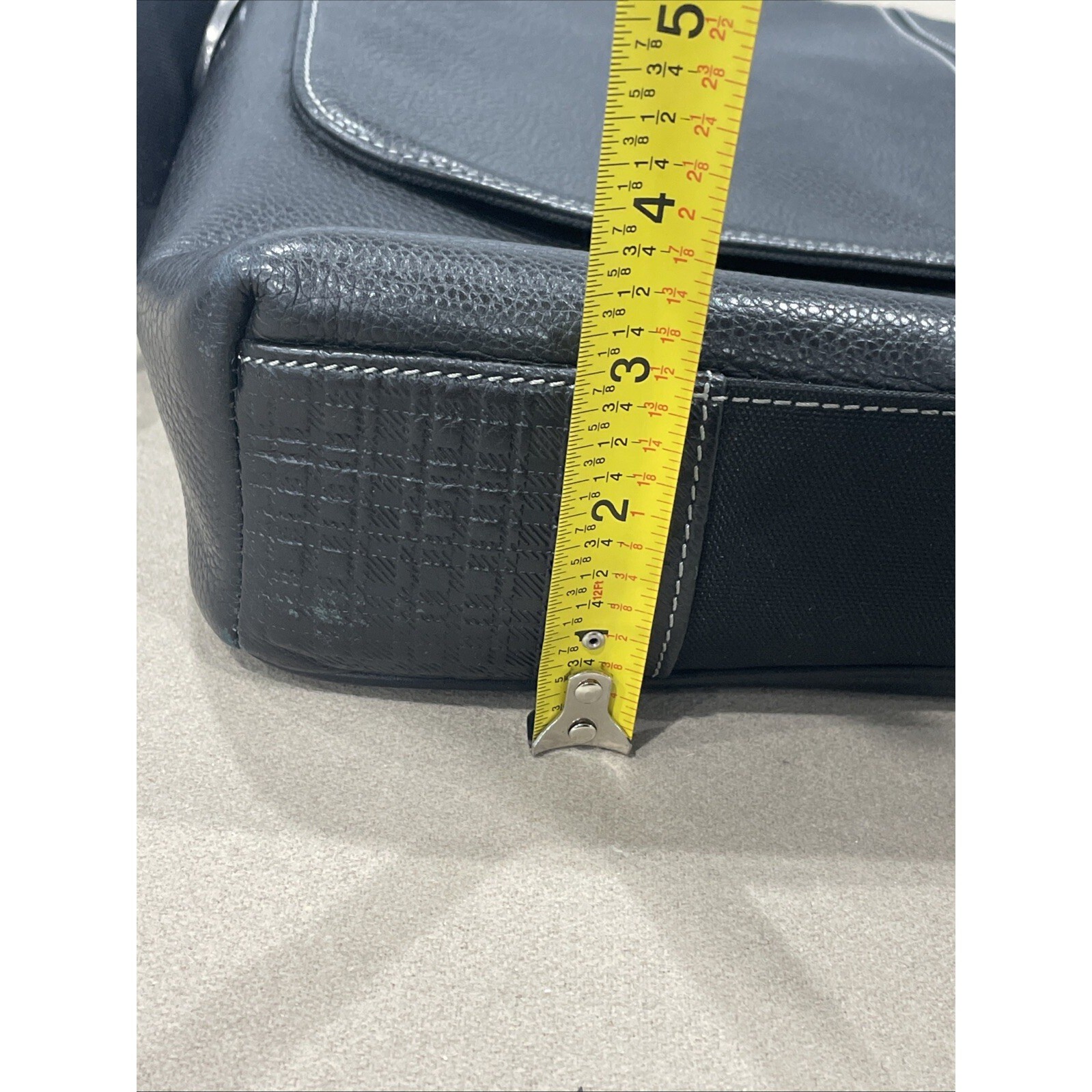 BOCONI Black Tumbled Leather Briefcase Padded Attaché Case RFID Protection
