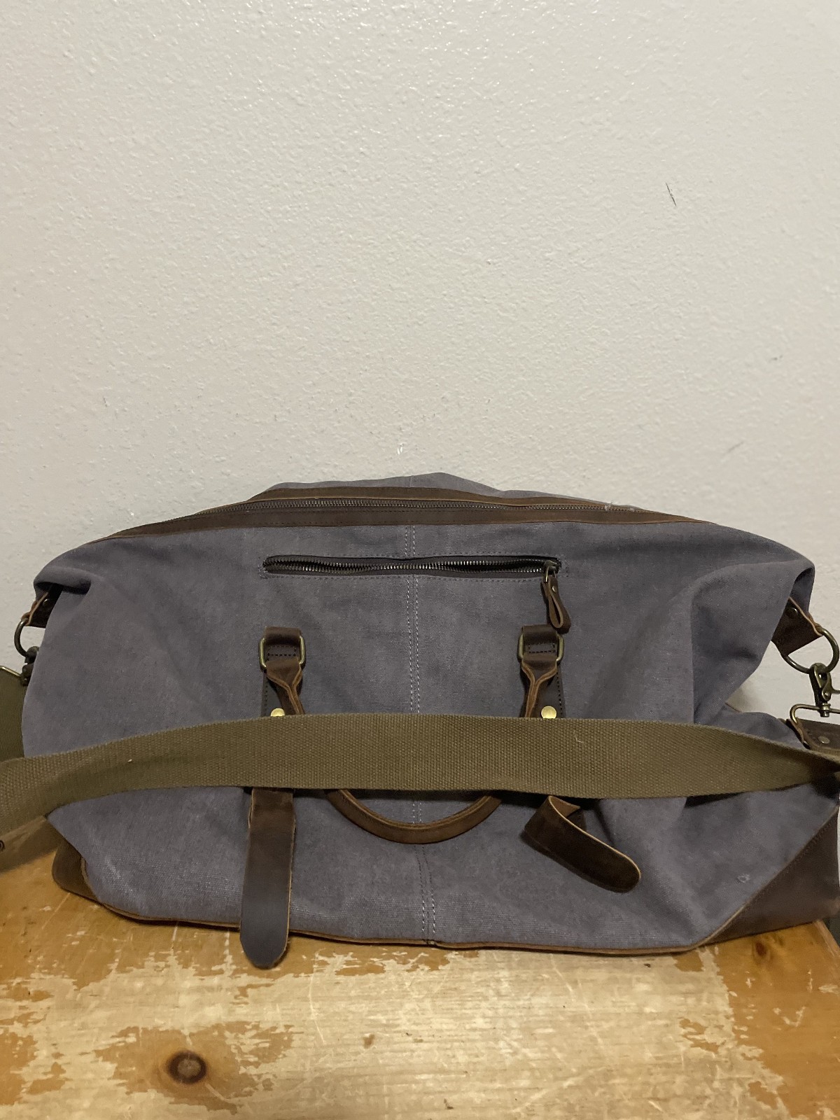 S-Zone D04V2022 Travel Weekender Duffle Bag Gym Western Canvas Leather Nice!