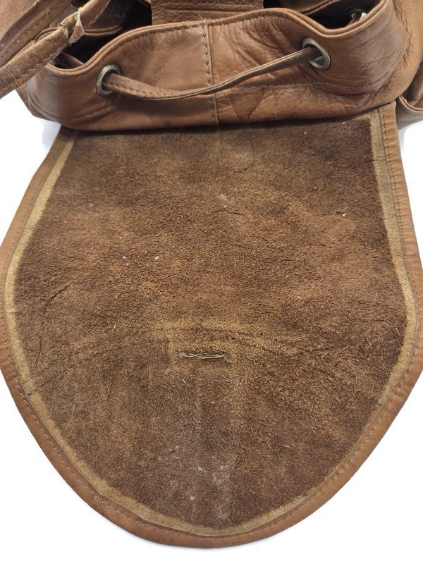 Vintage Mens Brown Leather Simon Traveling Bag Backpack (See Description)