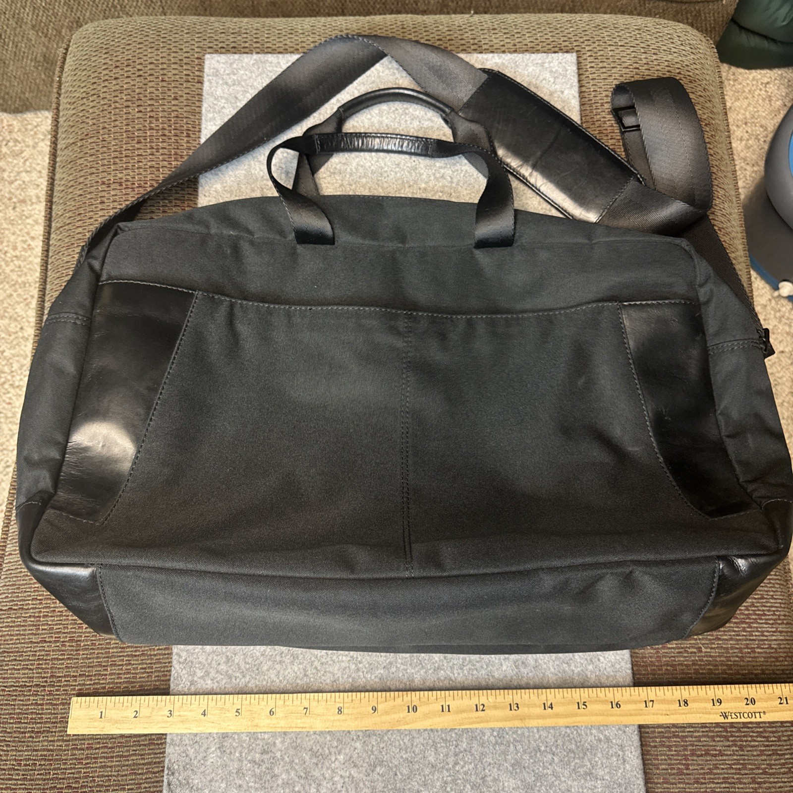 Joe by Joseph Abboud – Black Laptop Travel Case Canvas w/ Leather Trim