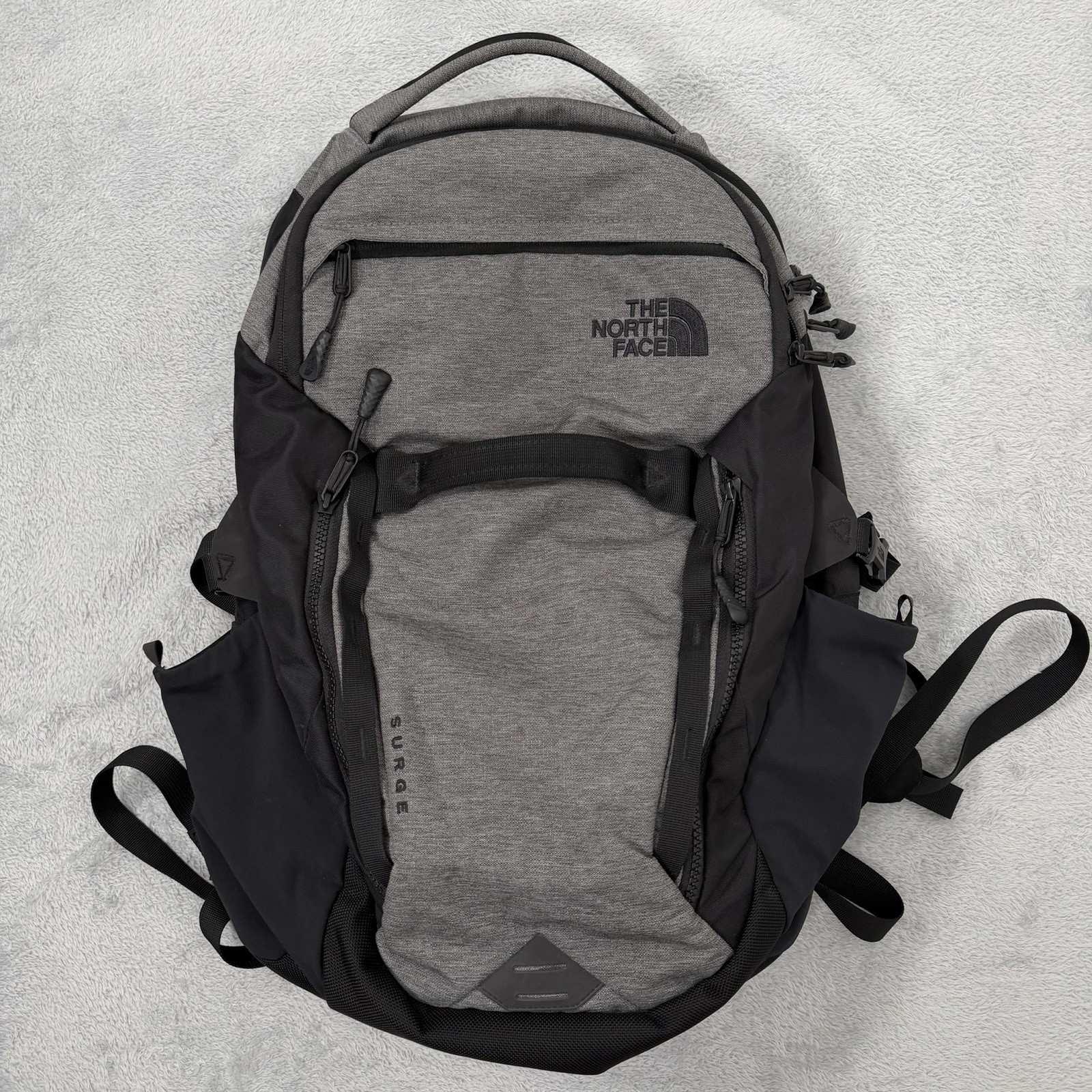 The North Face Surge FlexVent Backpack Gray 31L Laptop Travel School Daypack